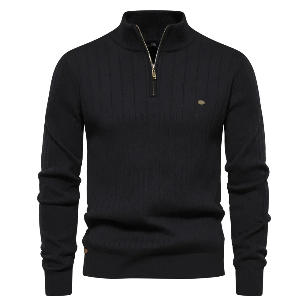 Adrian | Classic Ribbed Quarter-Zip Sweater - Valereo