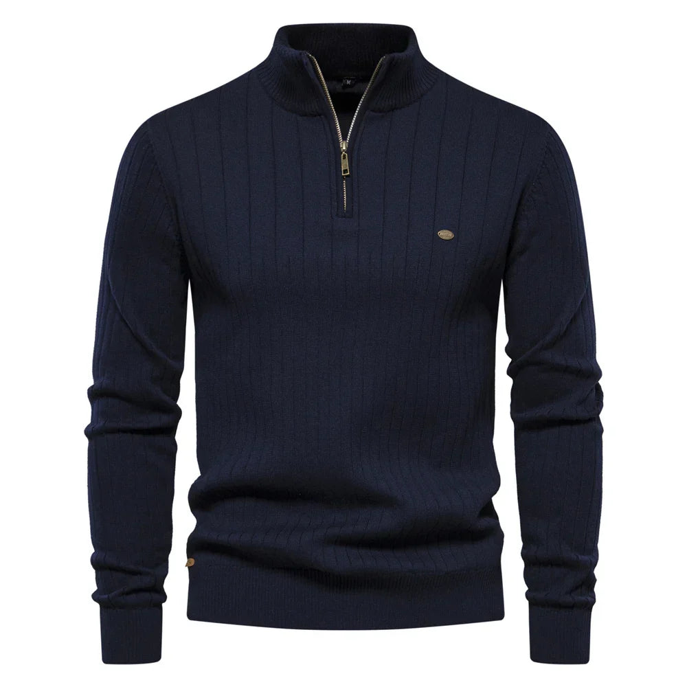 Adrian | Classic Ribbed Quarter-Zip Sweater - Valereo
