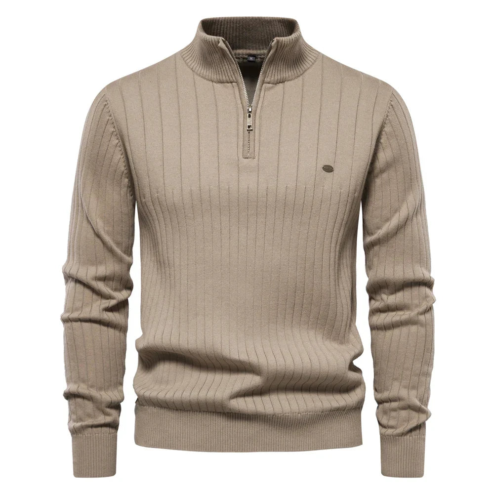 Adrian | Classic Ribbed Quarter-Zip Sweater - Valereo