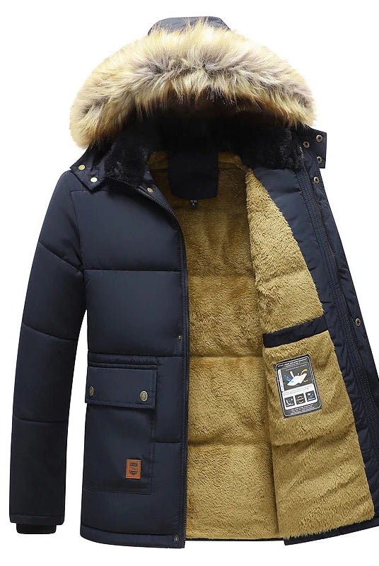 Andrew | Cozy Fur-Hood Fleece-Lined Parka Jacket - Valereo