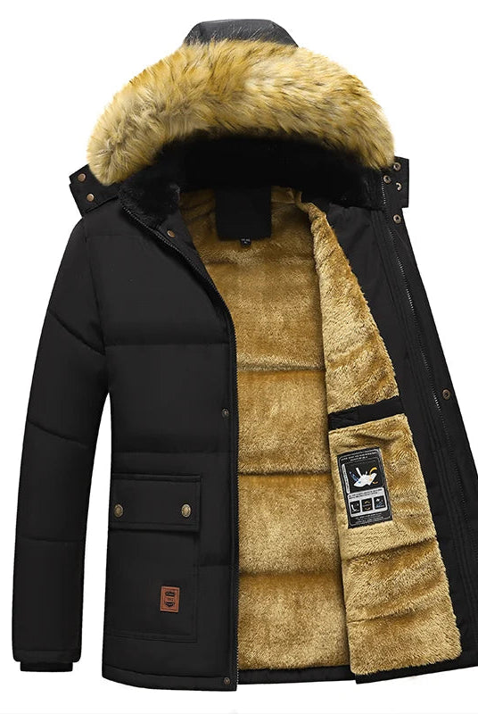Andrew | Cozy Fur-Hood Fleece-Lined Parka Jacket - Valereo