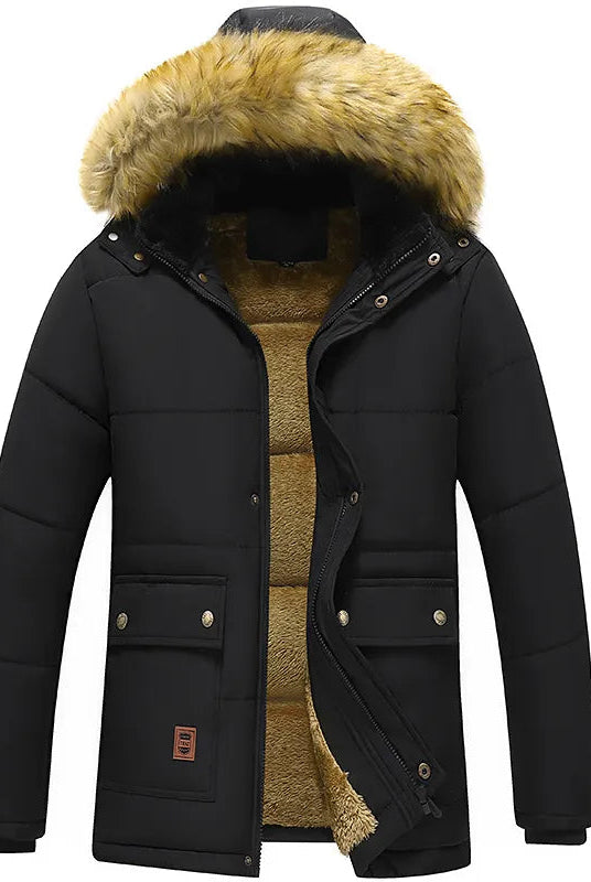 Andrew | Cozy Fur-Hood Fleece-Lined Parka Jacket - Valereo
