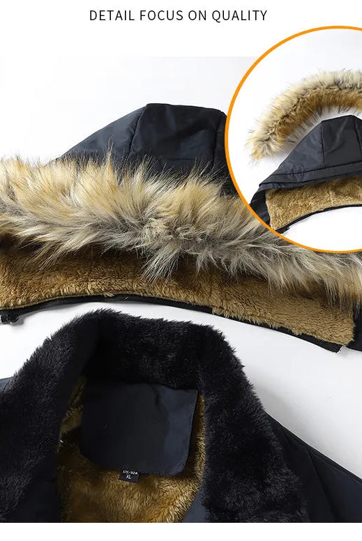 Andrew | Cozy Fur-Hood Fleece-Lined Parka Jacket - Valereo