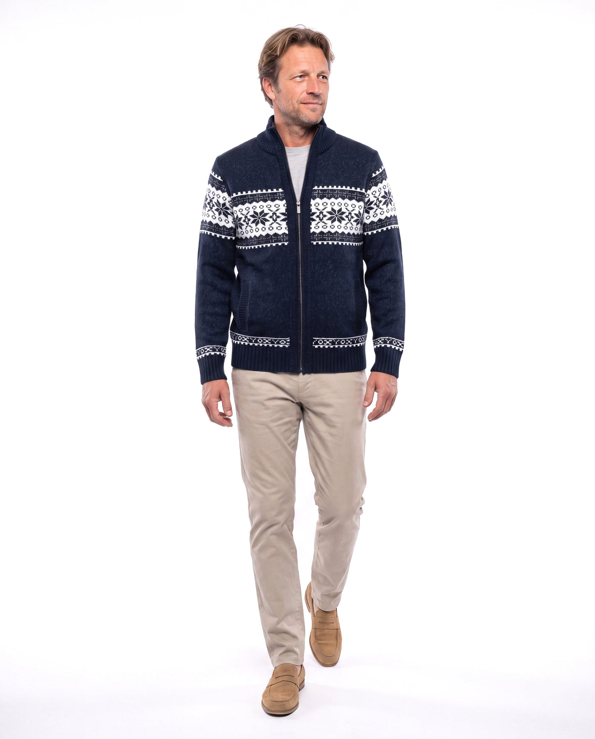Anthony | Cozy Fair Isle Zip Cardigan - Valereo