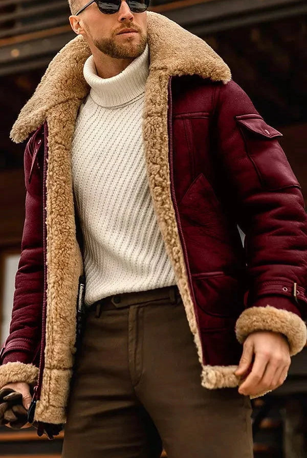 Austin | Premium Shearling Aviator Jacket - Valereo