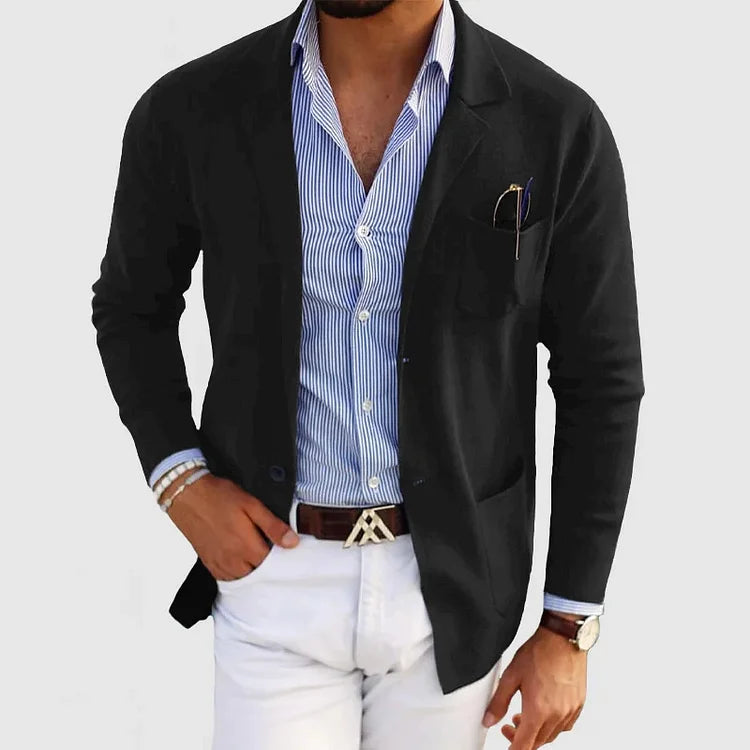 Austin | Refined Knit Notch-Lapel Cardigan - Valereo