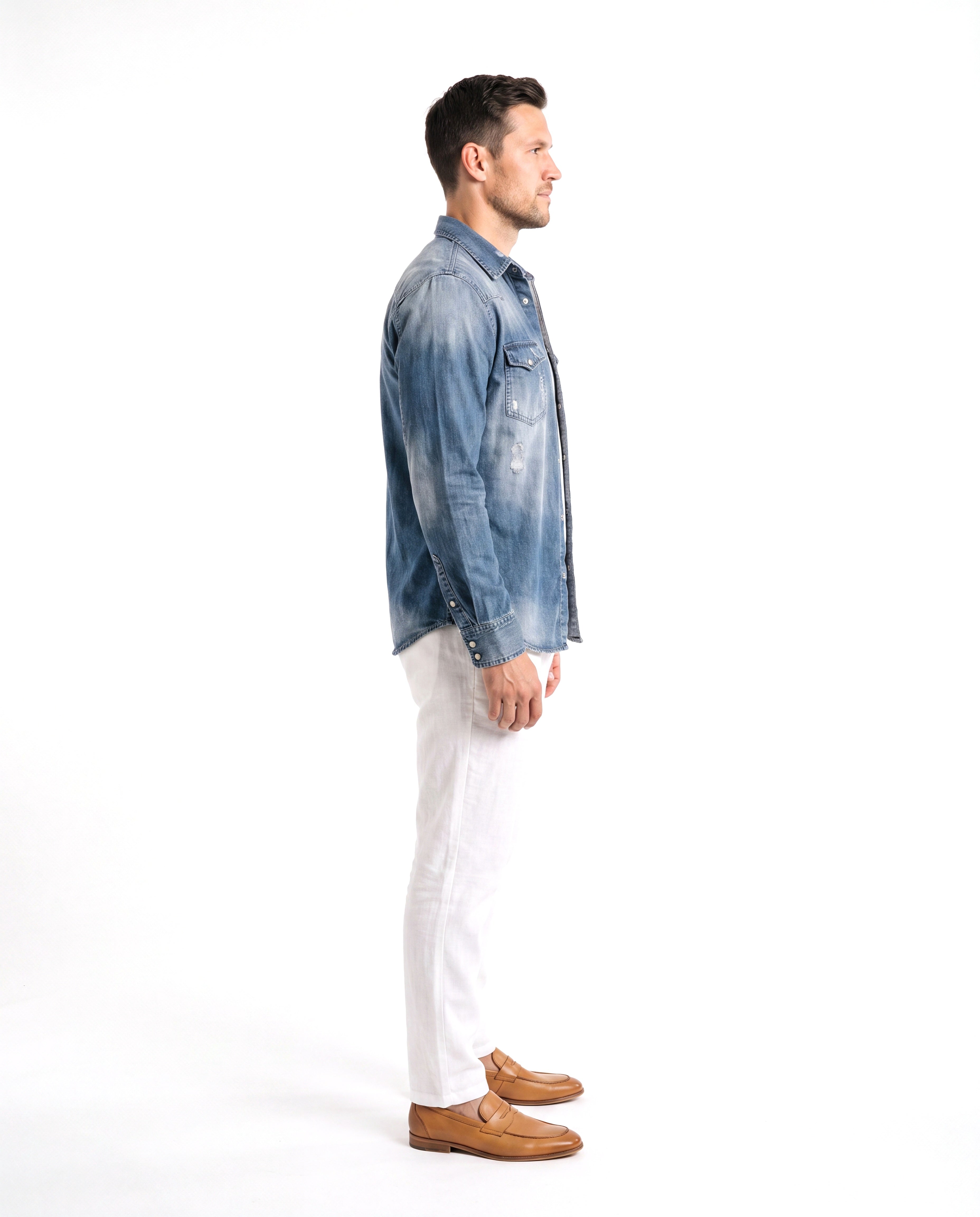 Men's Cotton Denim Shirt with Chest Pockets