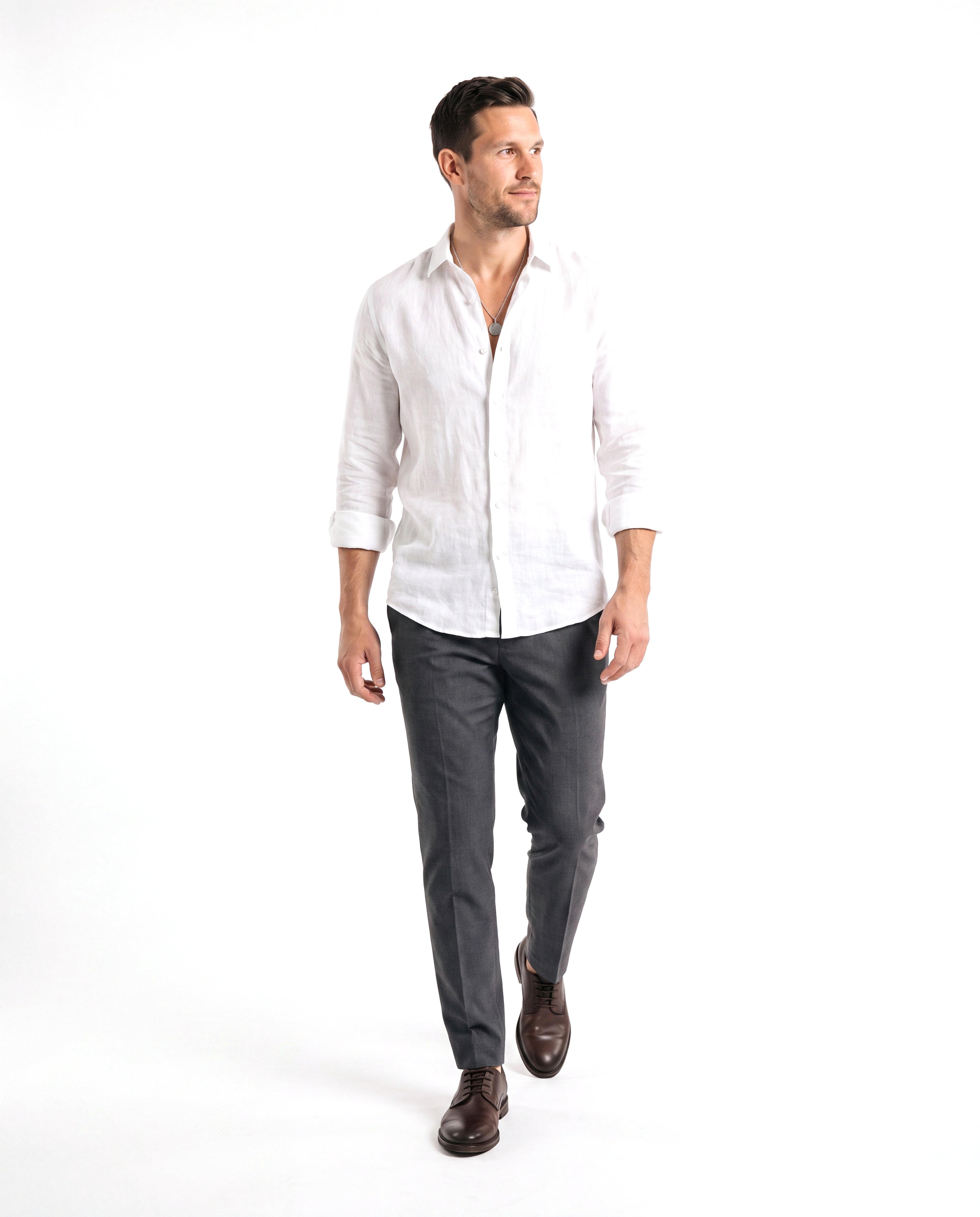 Men's Twill Shirt with Reinforced Collar