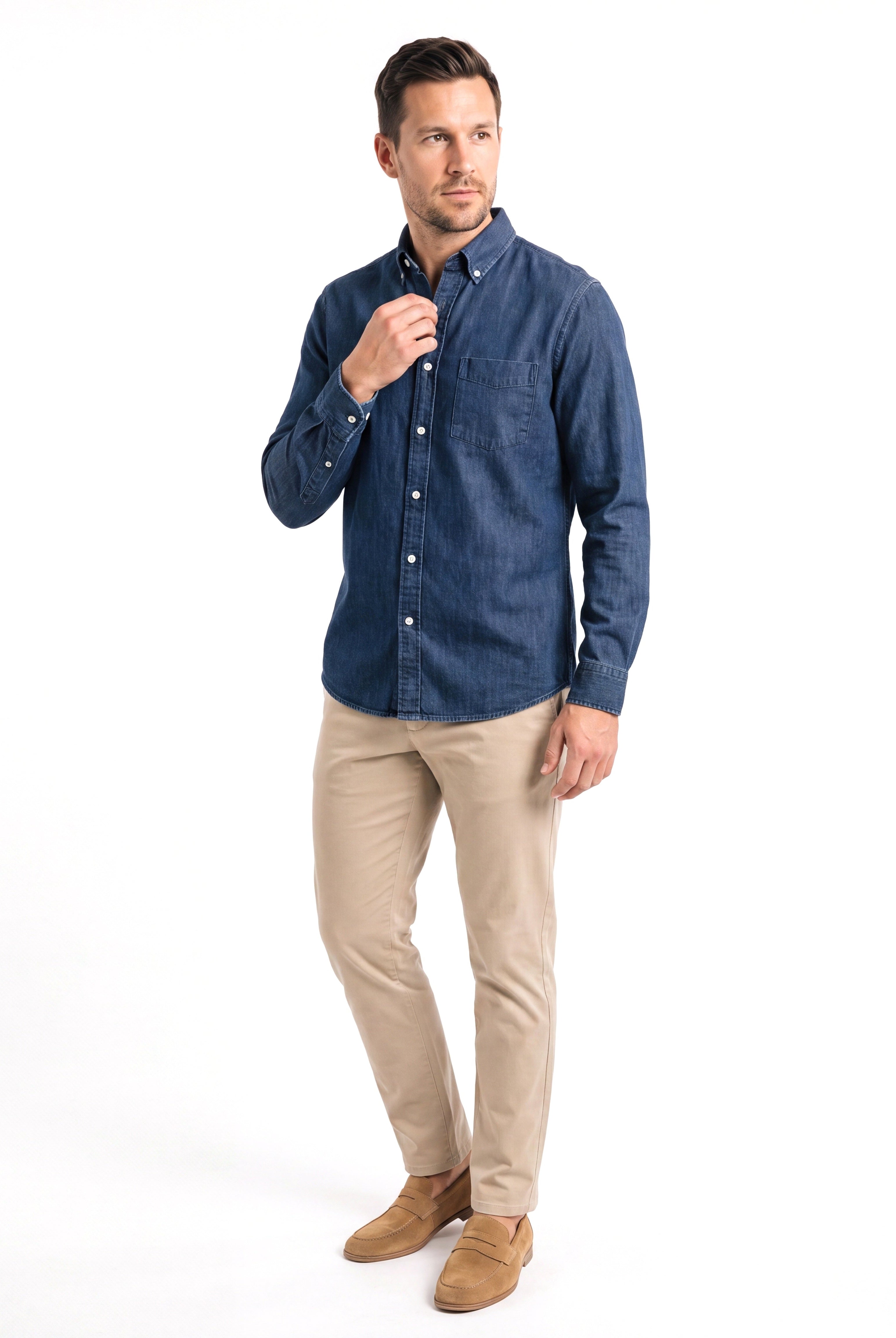 Men's Cotton Shirt with Classic Collar