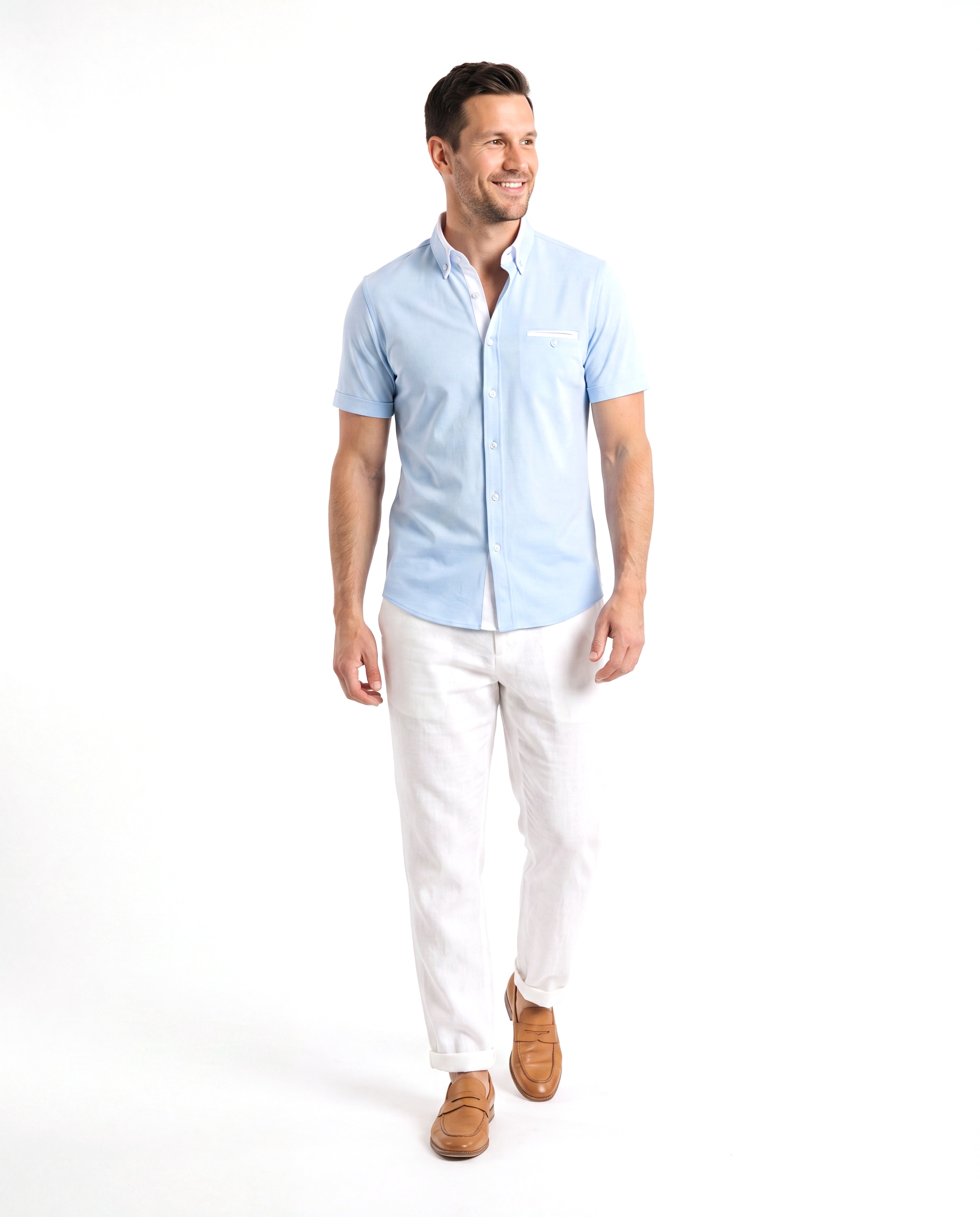 Men's Linen Shirt with Short Sleeves