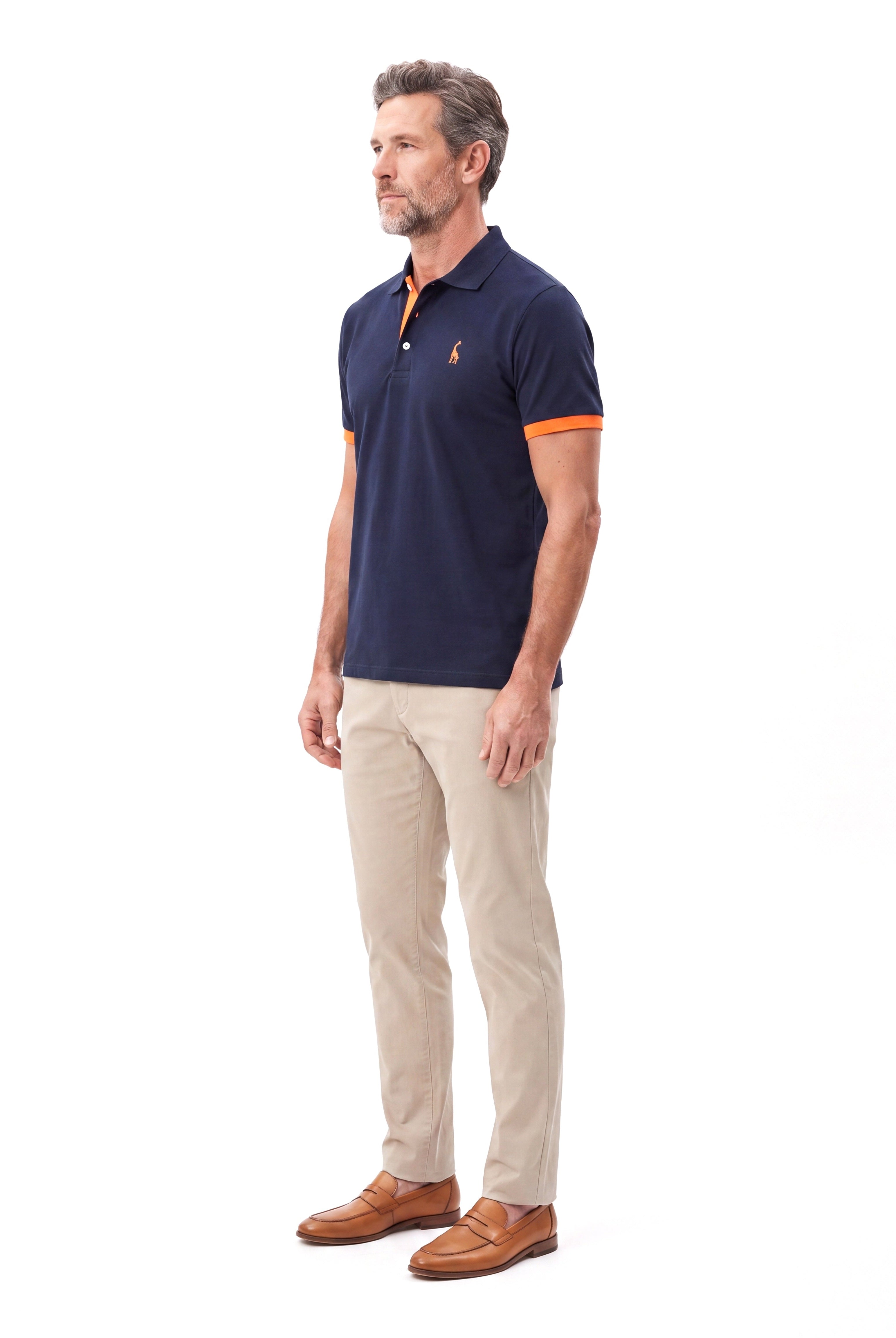 Men's Cotton Slim-Fit Polo with Short Sleeves