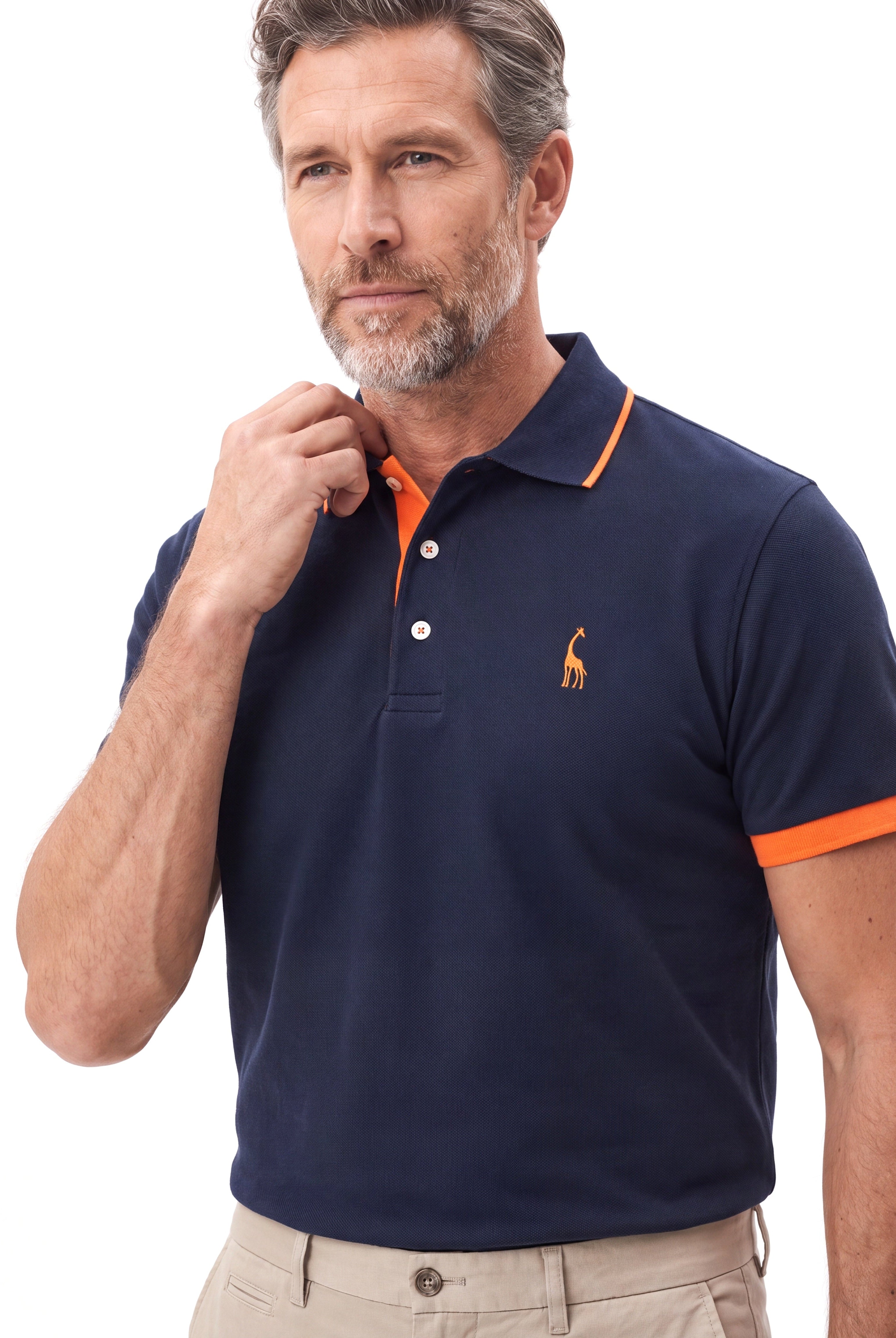 Men's Cotton Slim-Fit Polo with Short Sleeves