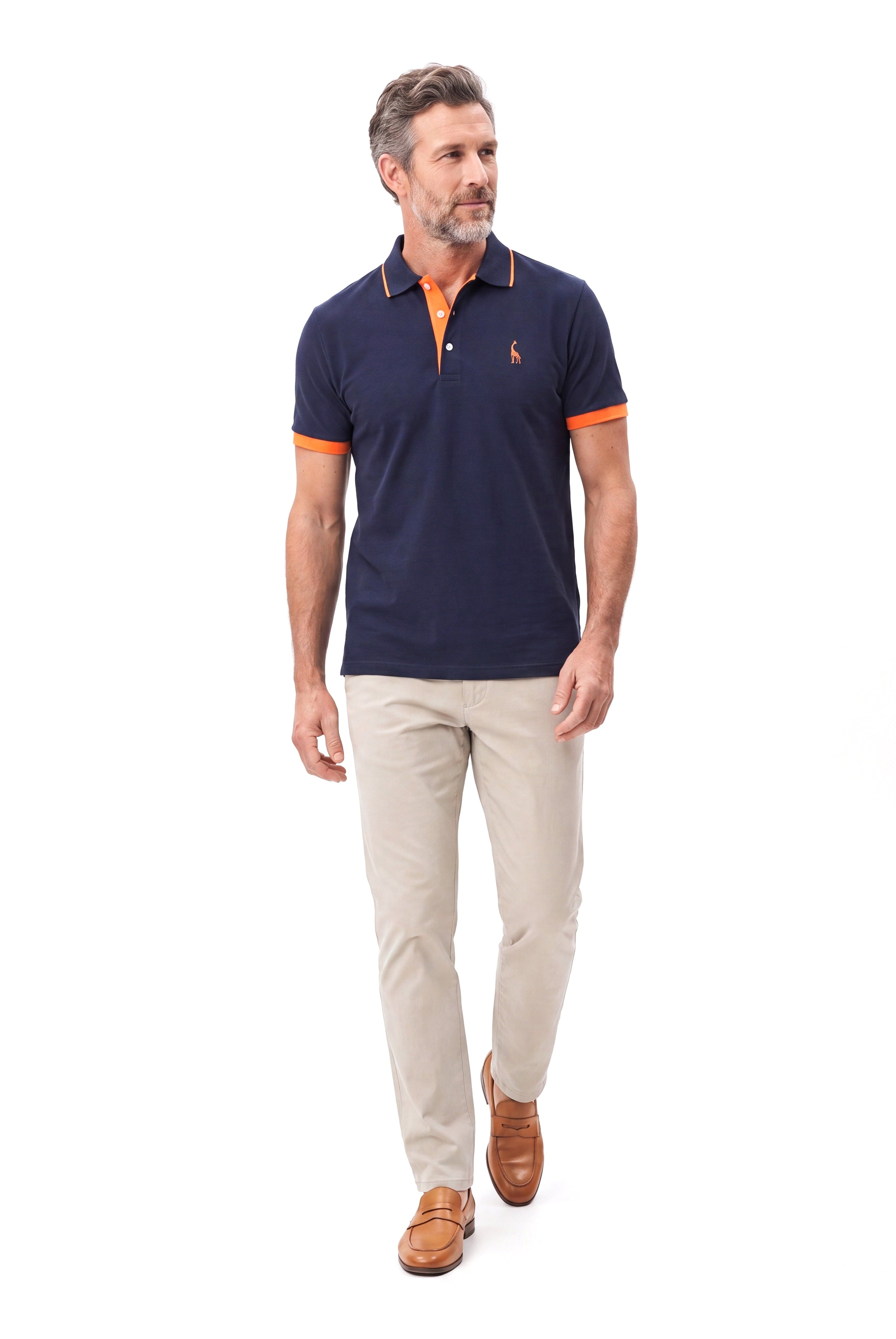 Men's Cotton Slim-Fit Polo with Short Sleeves