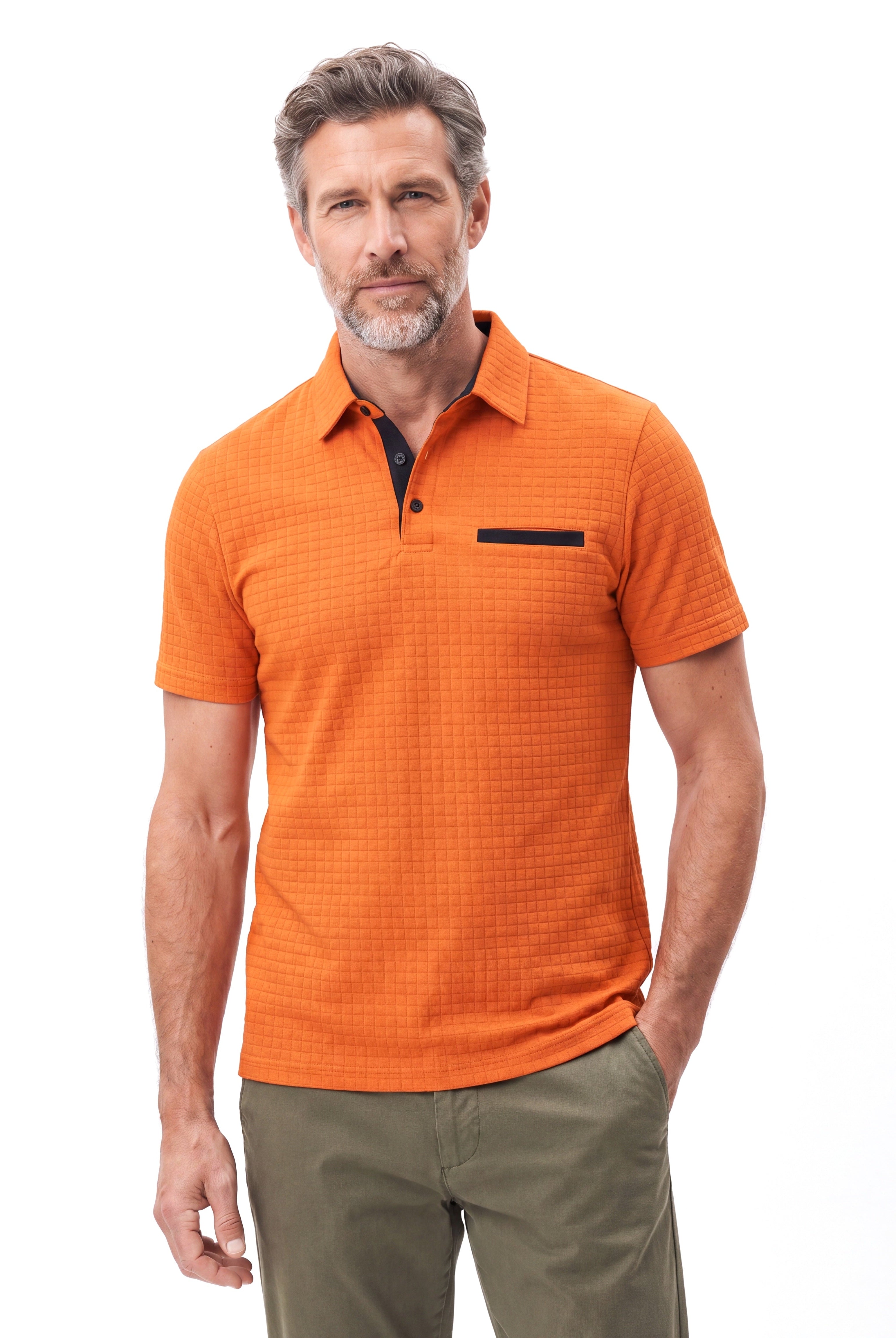 Men's Piqué Polo with Flat Collar Finish
