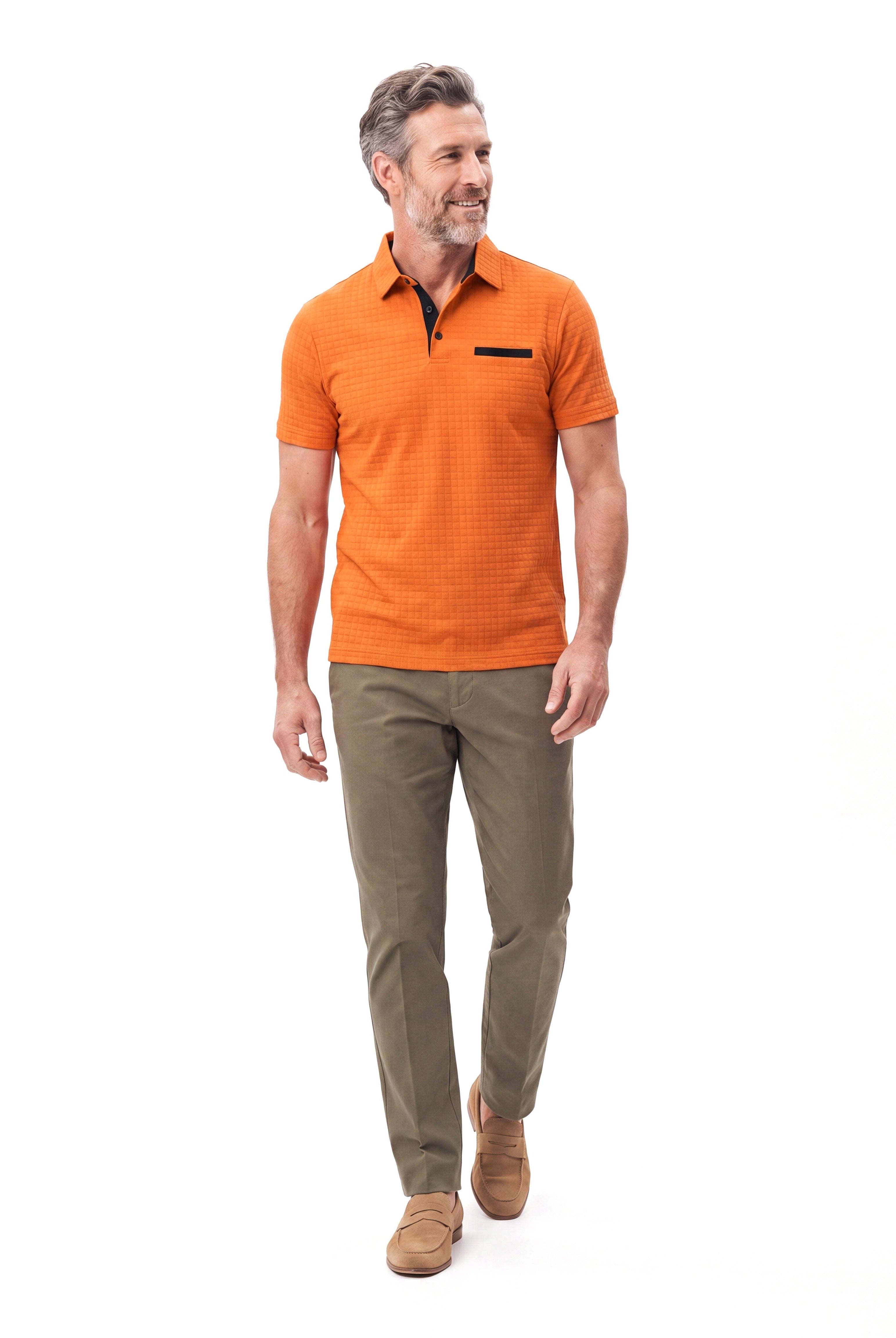 Men's Piqué Polo with Flat Collar Finish