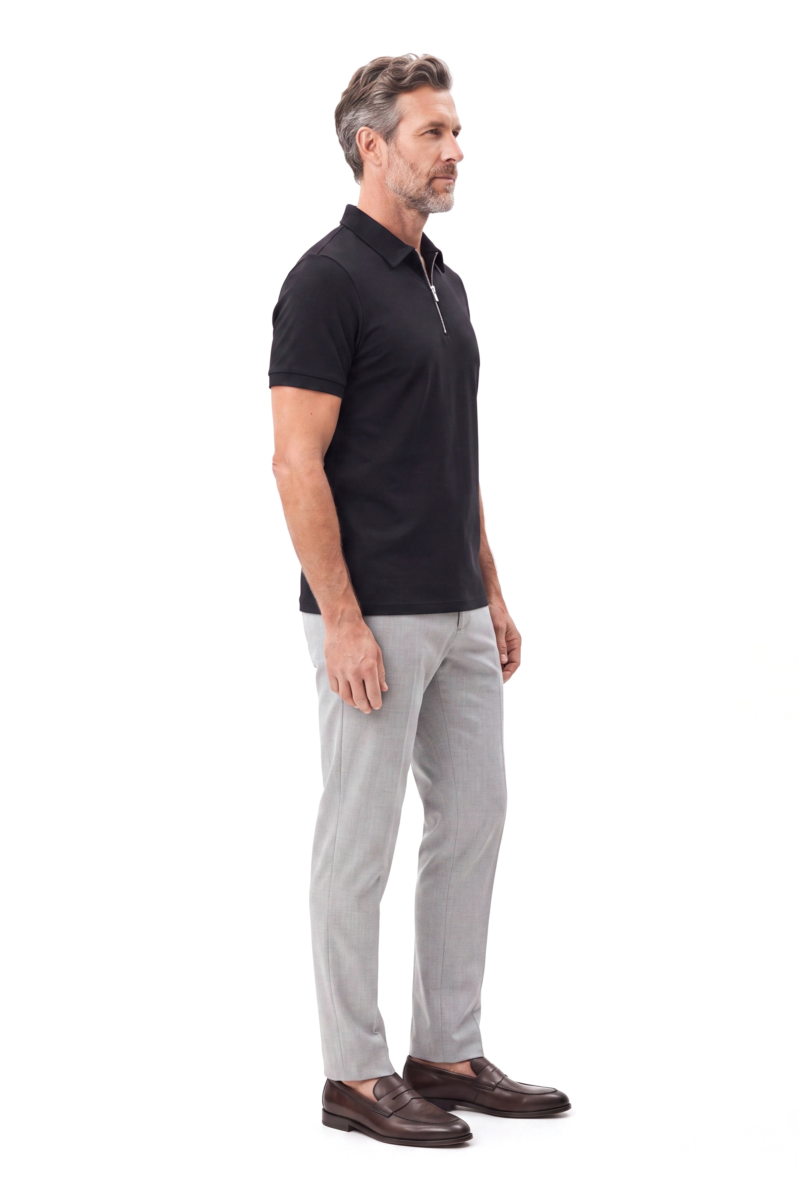 Men's Cotton Polo with Zip Placket