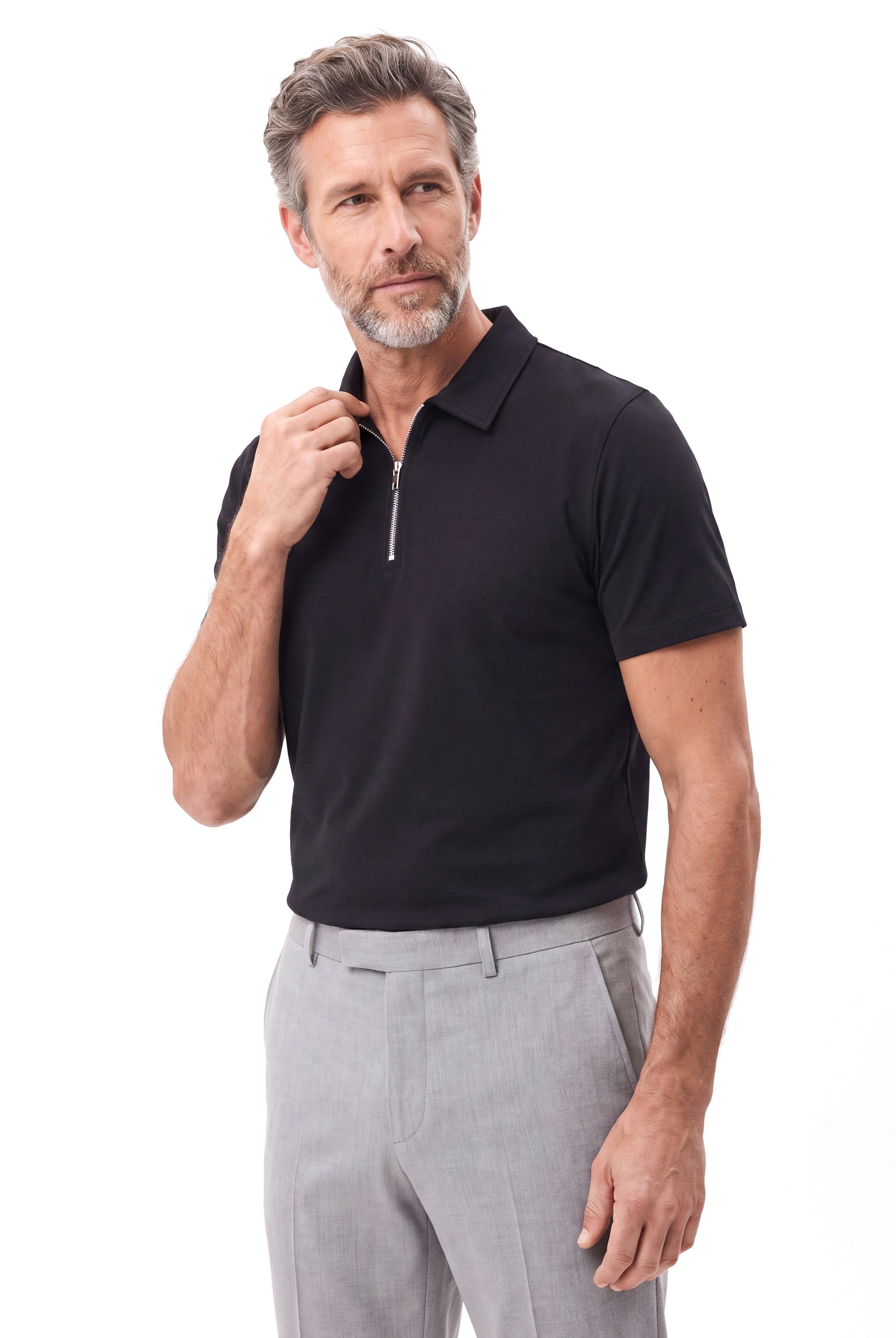 Men's Cotton Polo with Zip Placket