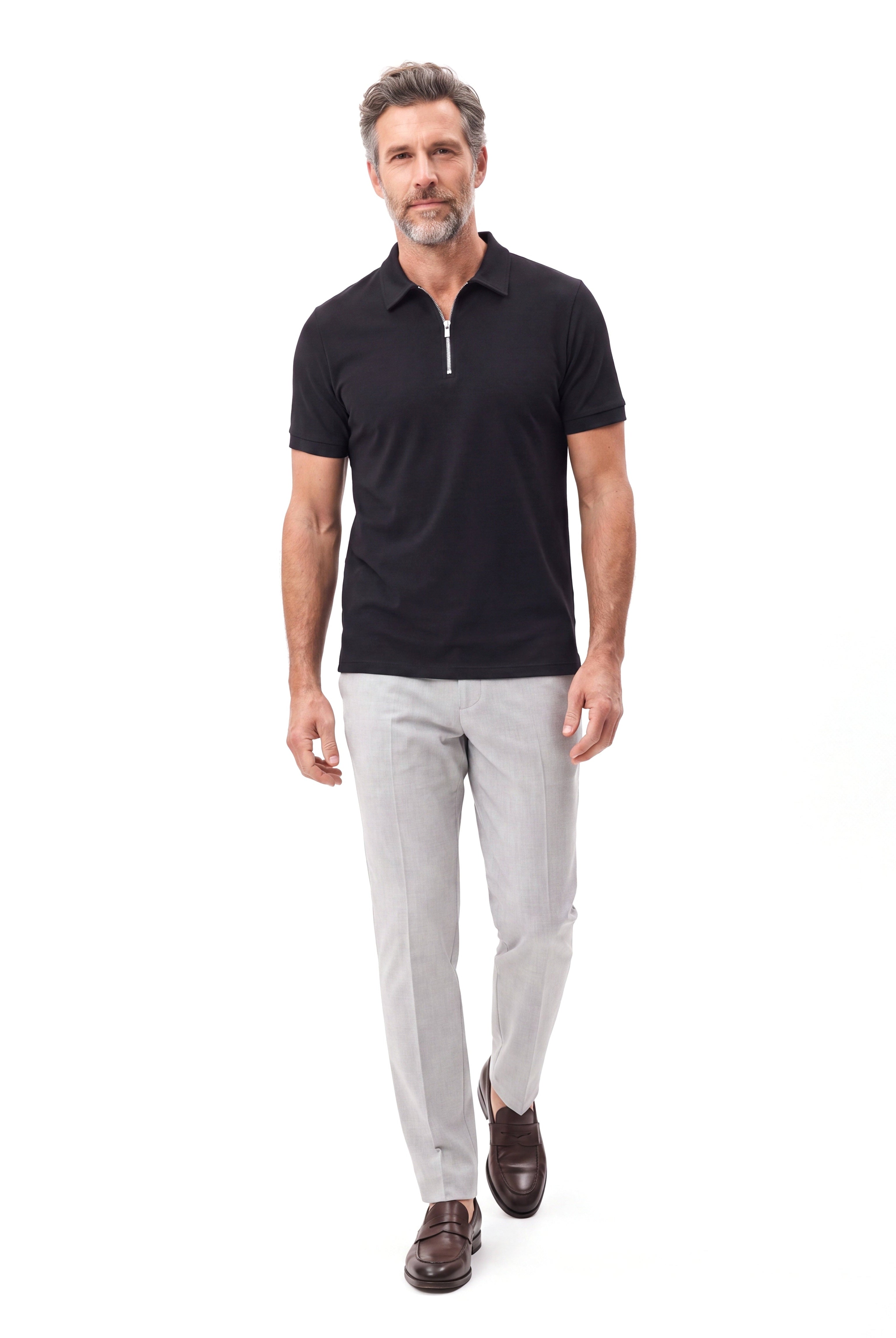 Men's Cotton Polo with Zip Placket