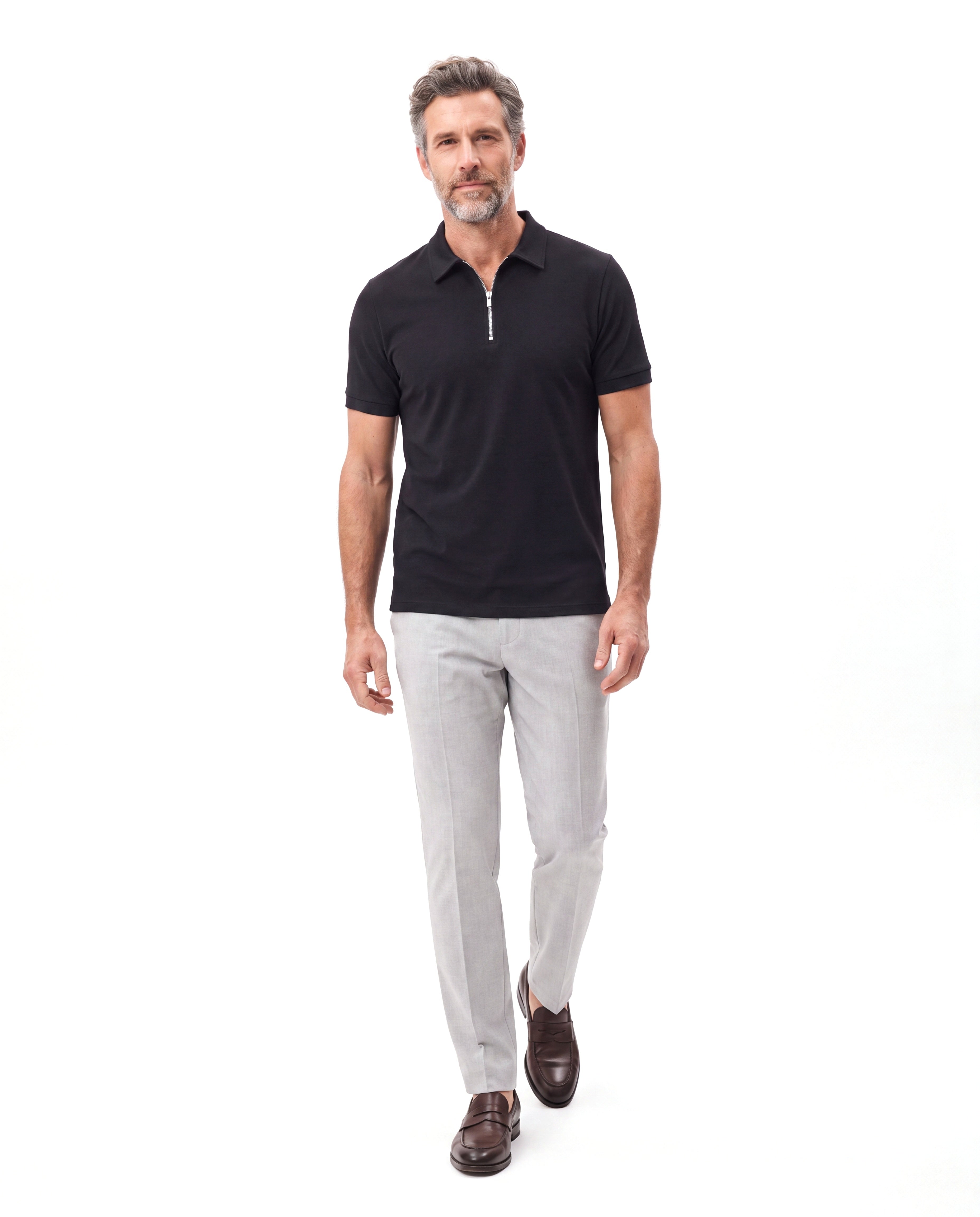 Men's Cotton Polo with Zip Placket