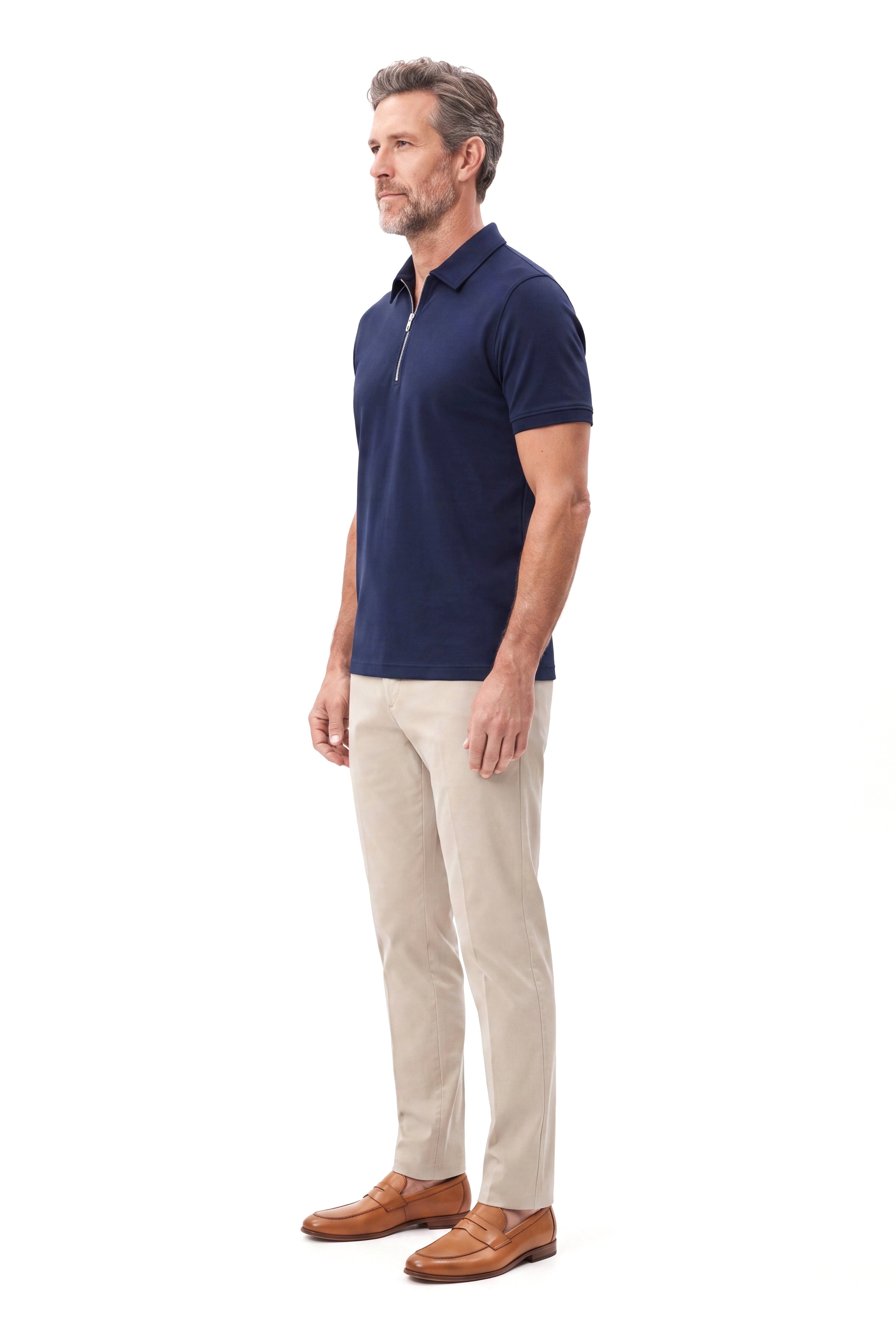 Men's Luxury Polo with Zip Placket