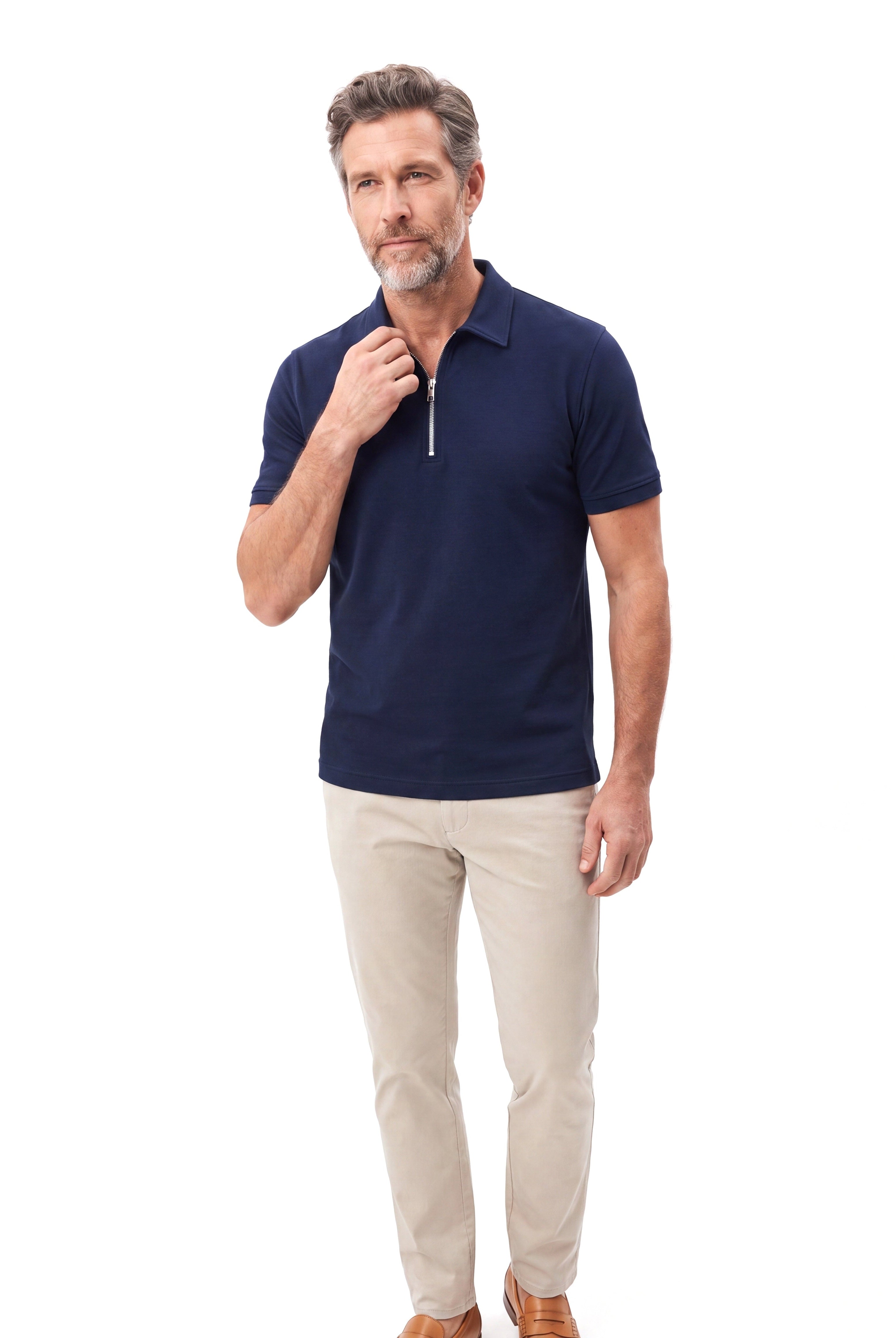 Men's Luxury Polo with Zip Placket