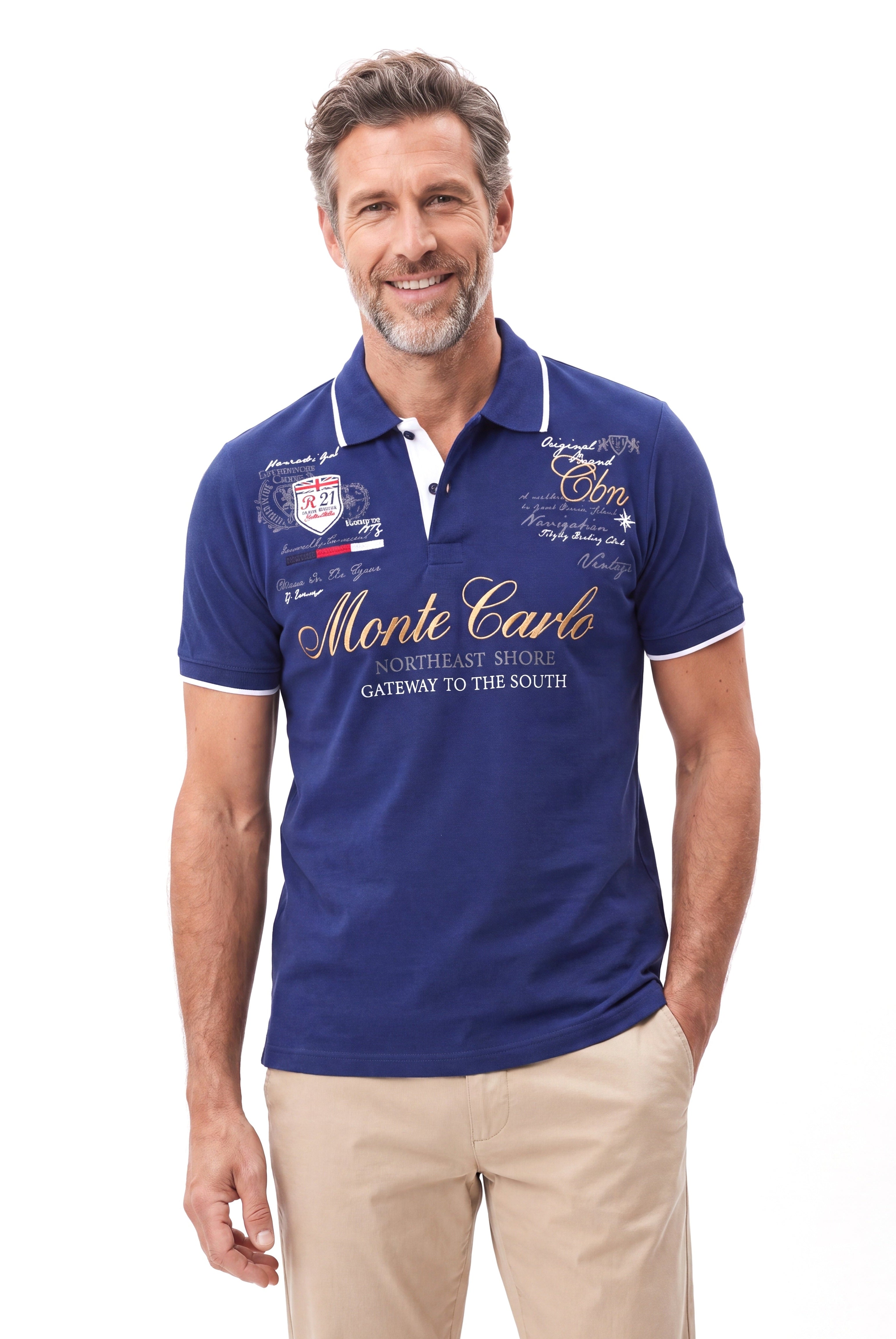 Men's Cotton Polo with Print Detail