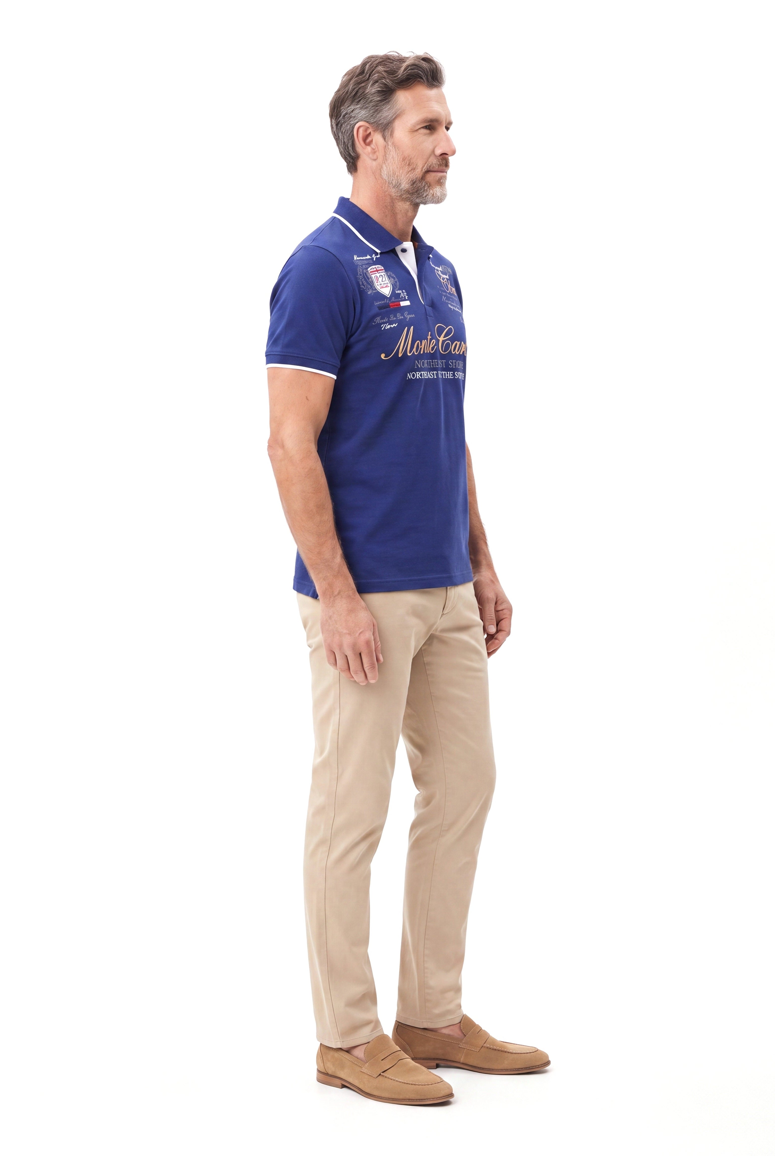 Men's Cotton Polo with Print Detail