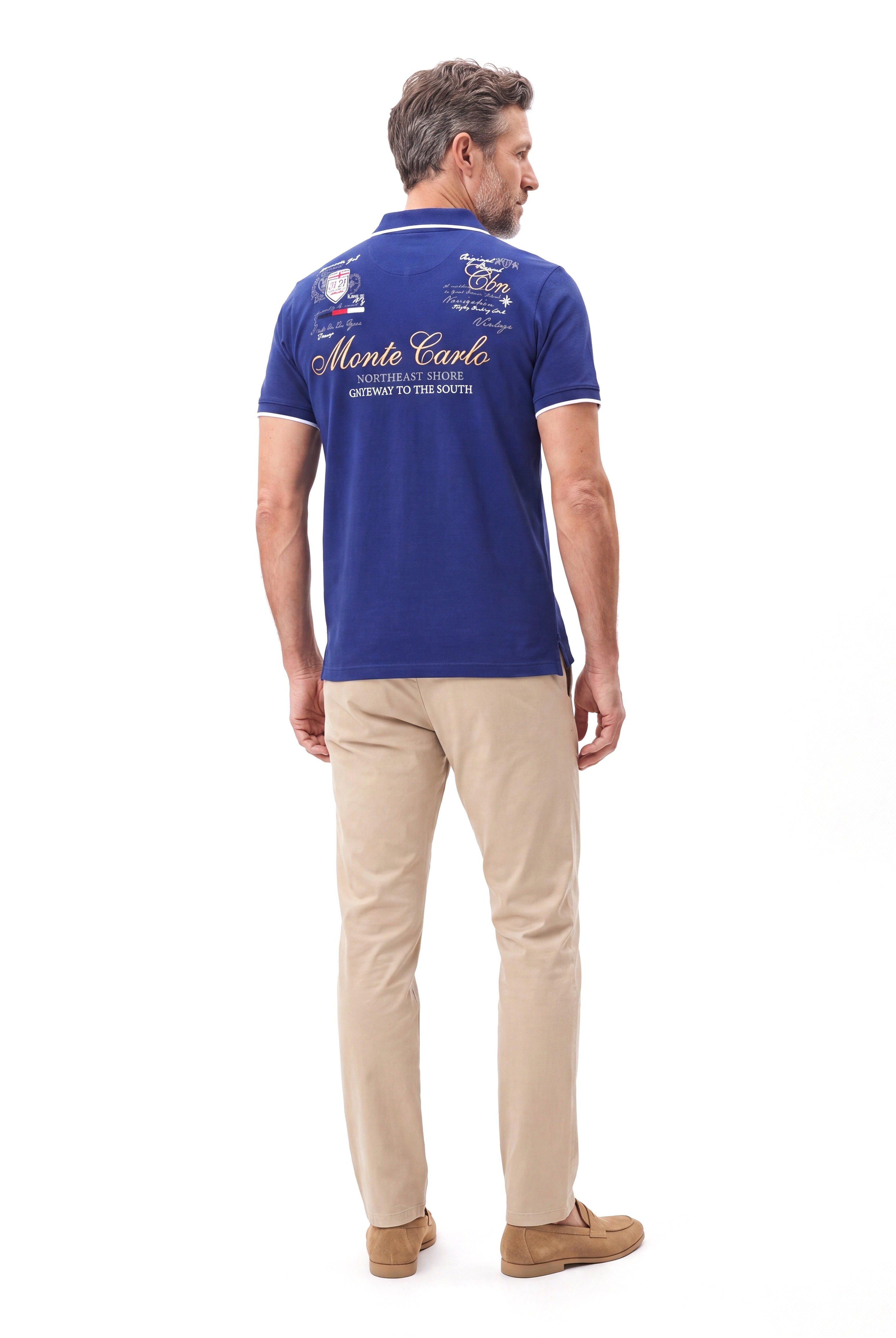 Men's Cotton Polo with Print Detail
