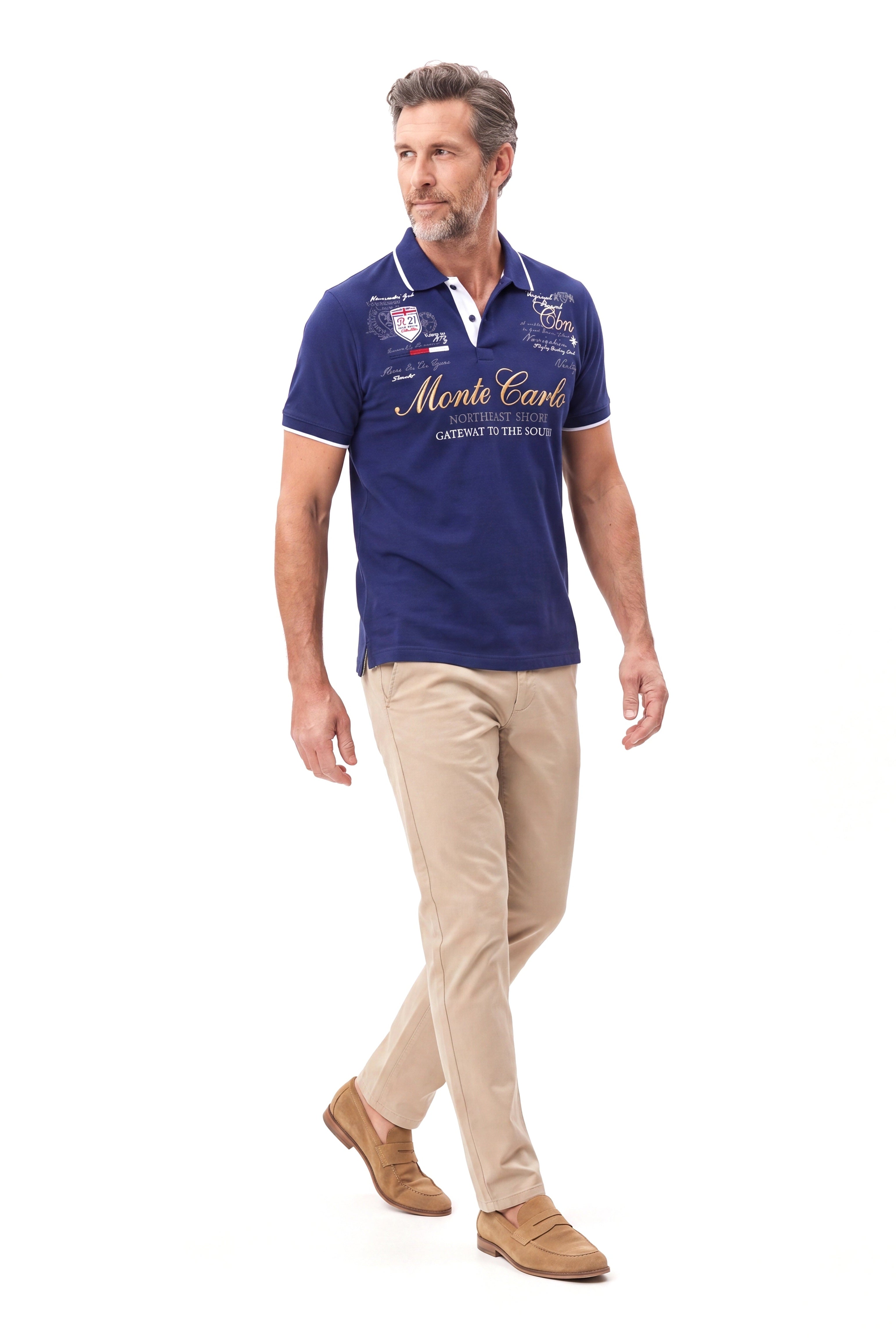 Men's Cotton Polo with Print Detail