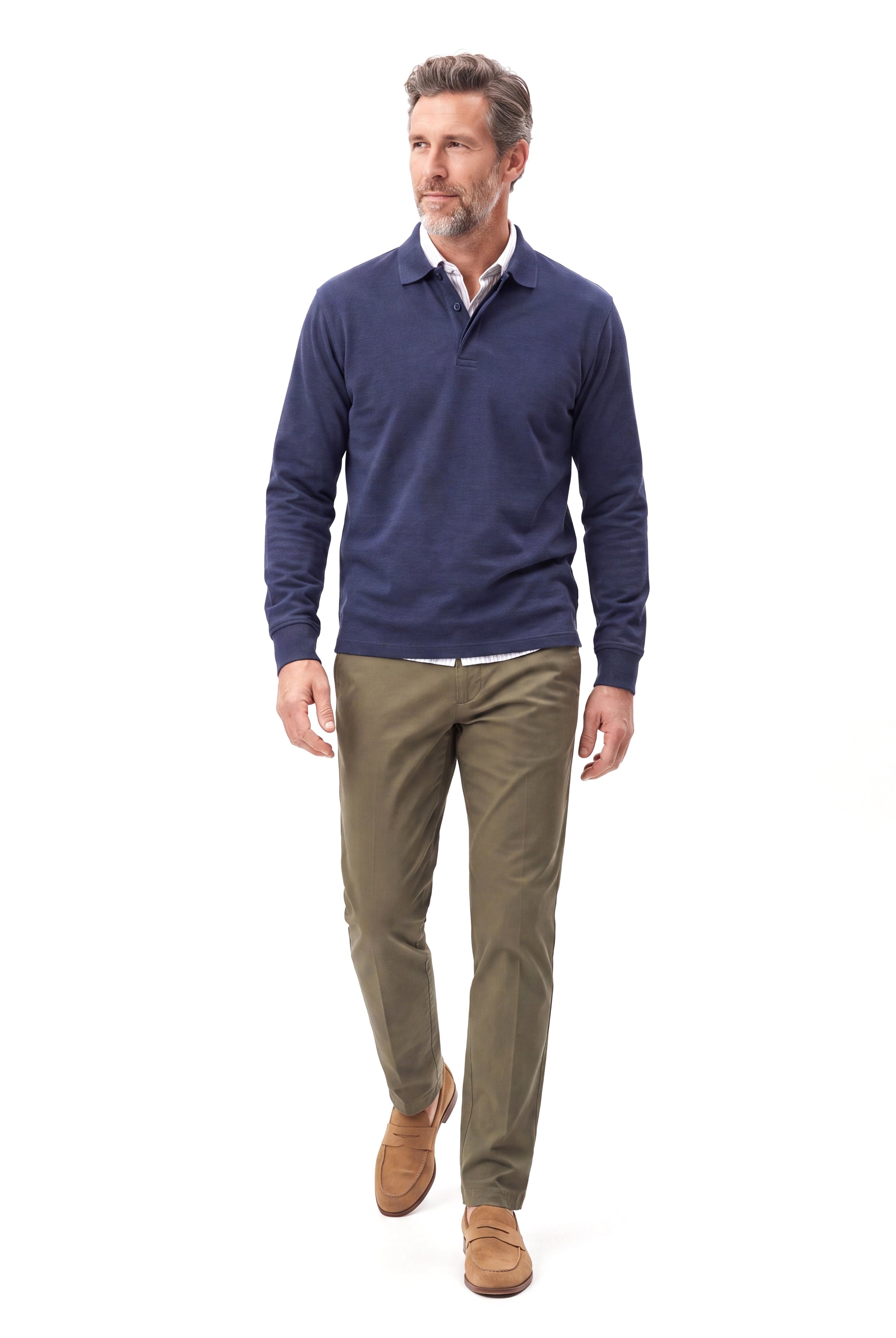 Men's Piqué Polo with Long Sleeves