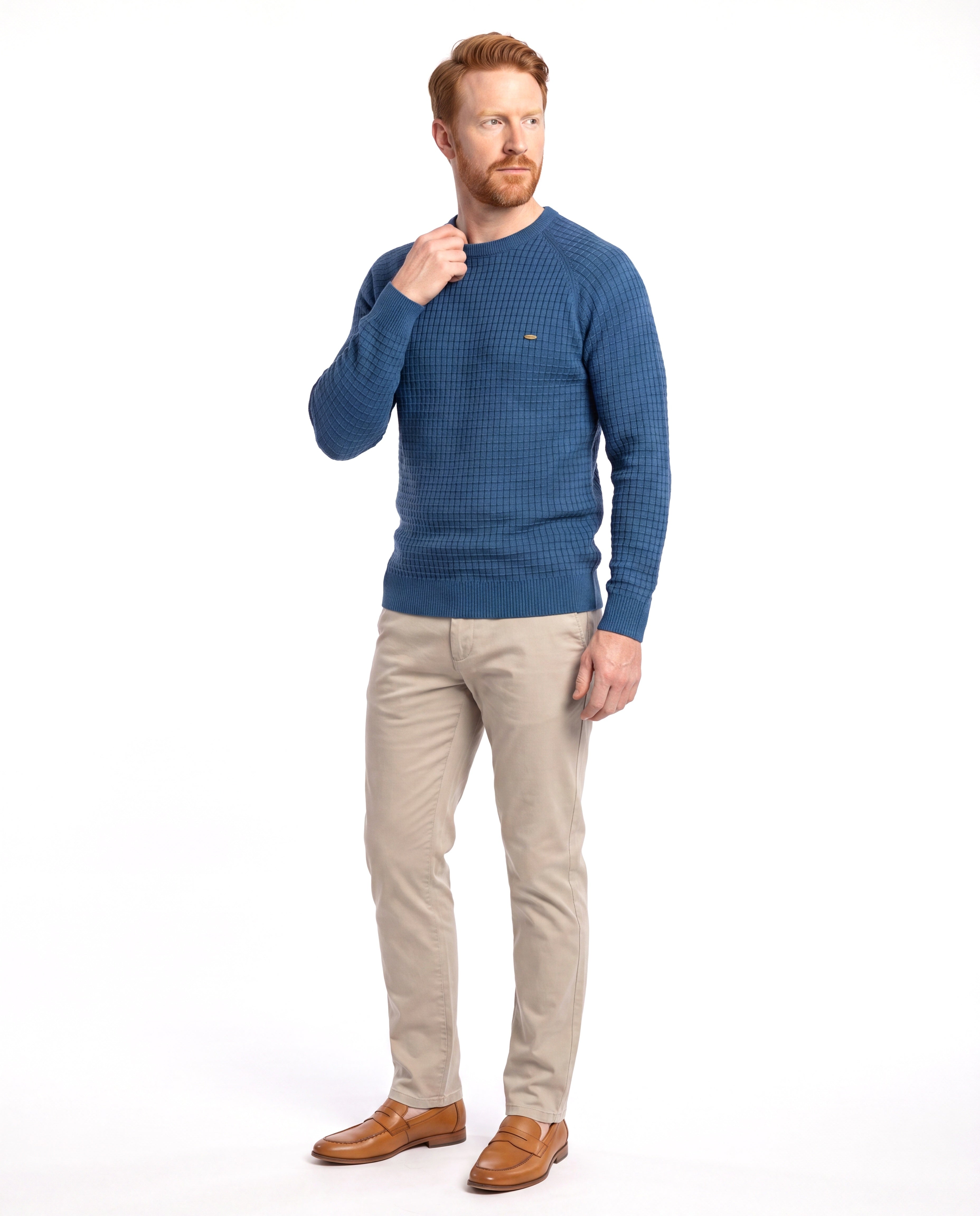 Men's Knitted Sweater with Classic Crew Neck