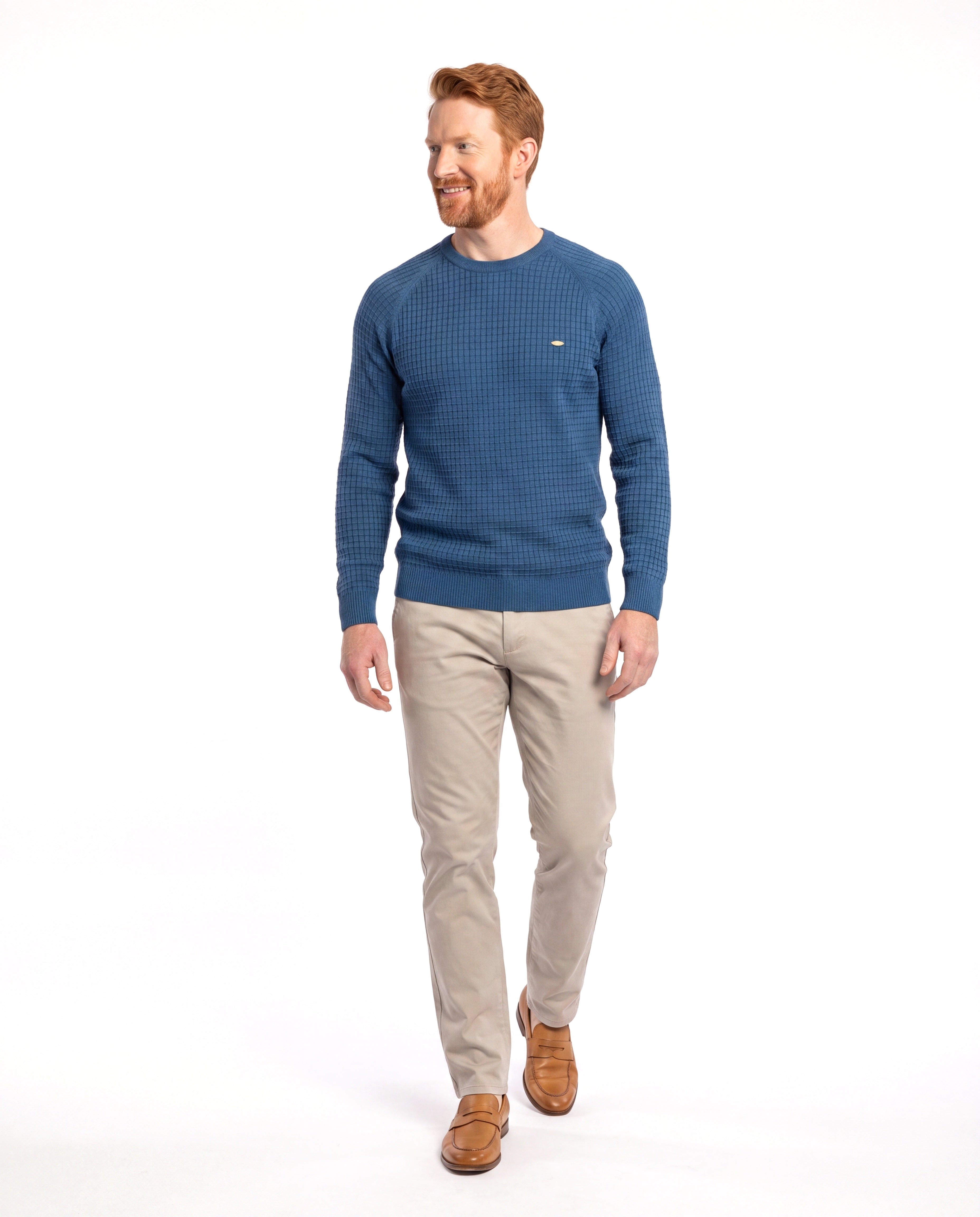 Men's Knitted Sweater with Classic Crew Neck