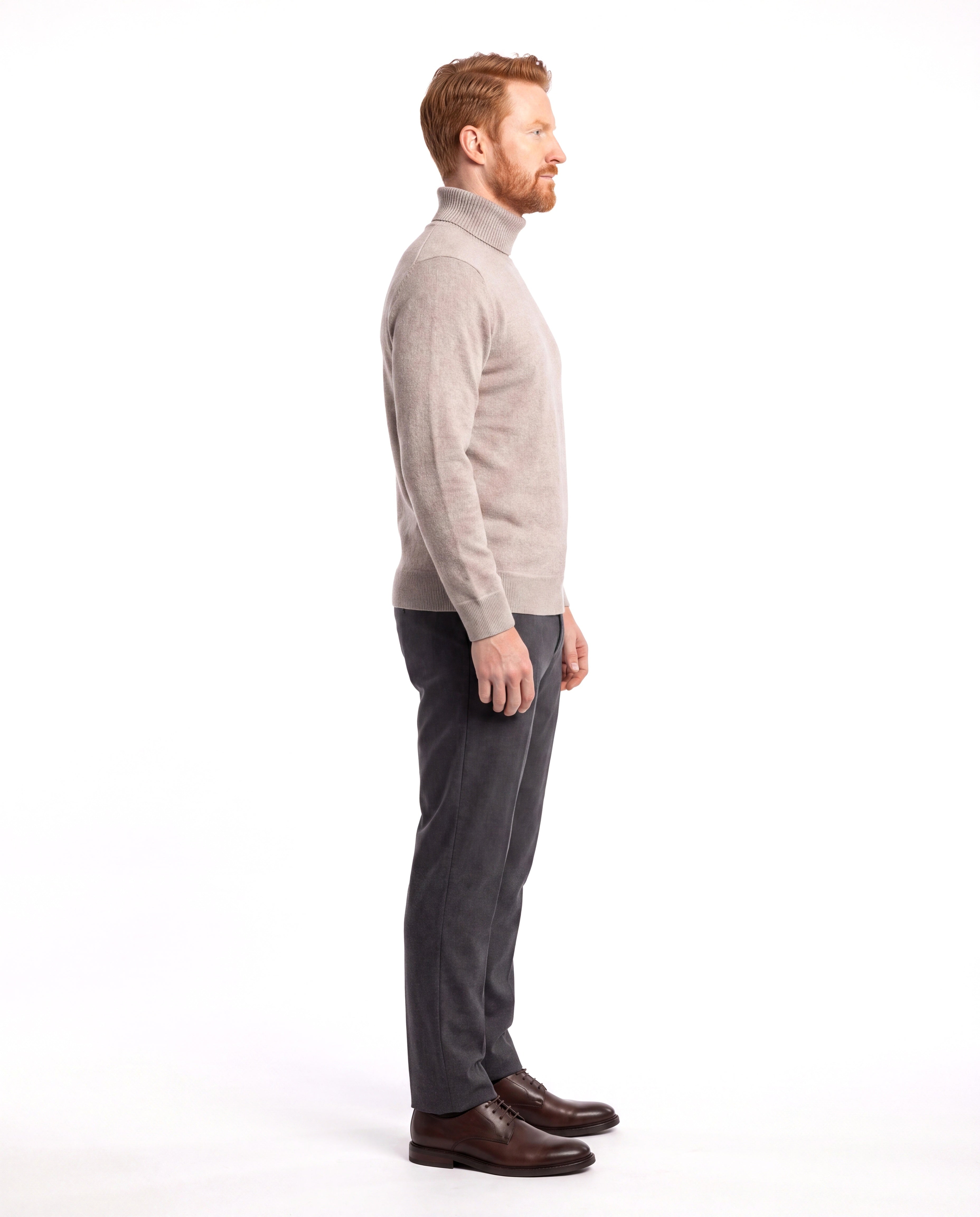 Men's Fine-Knit Turtleneck with Ribbed Cuffs