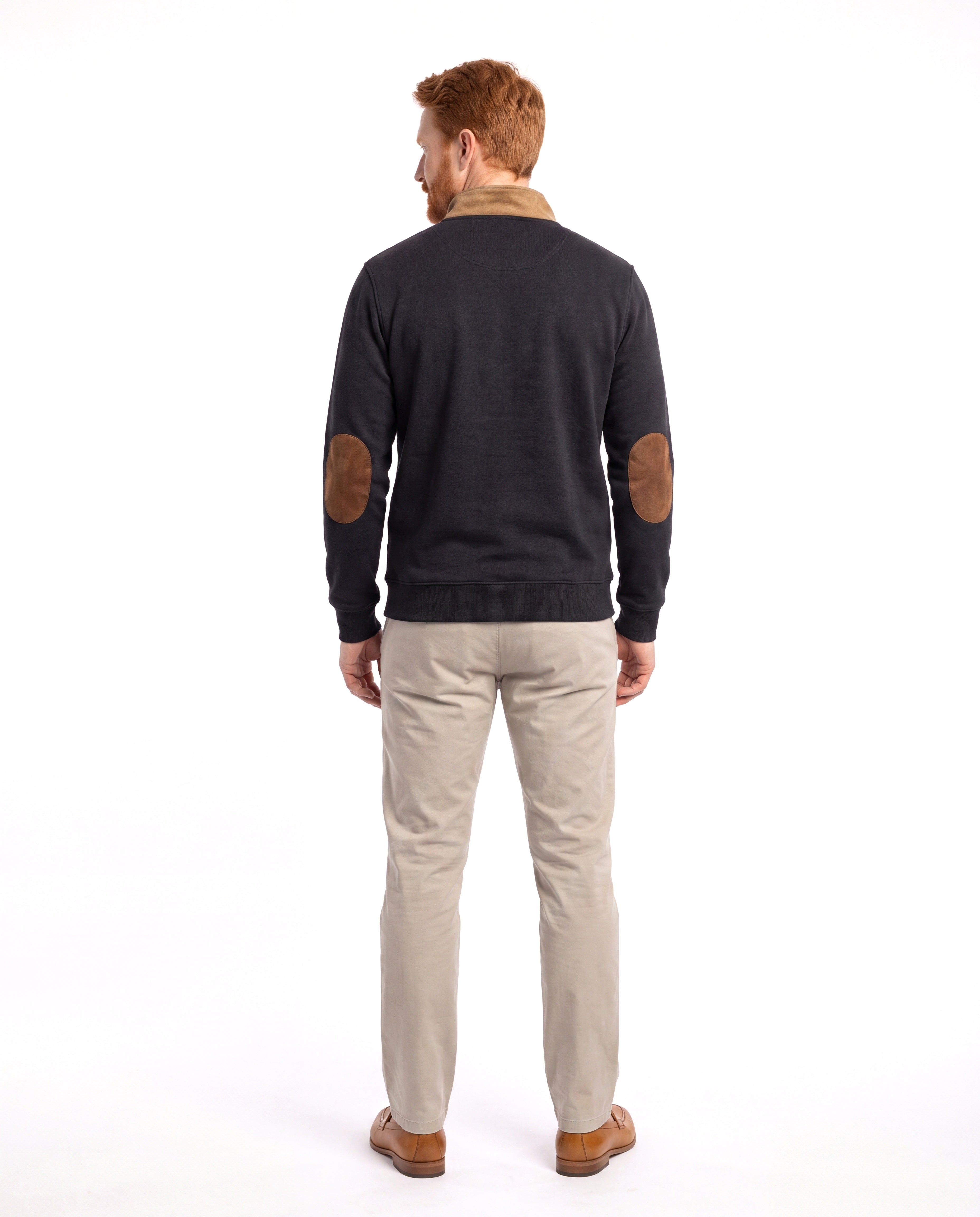 Men's Sweater with Stand-Up Collar and Half Zip