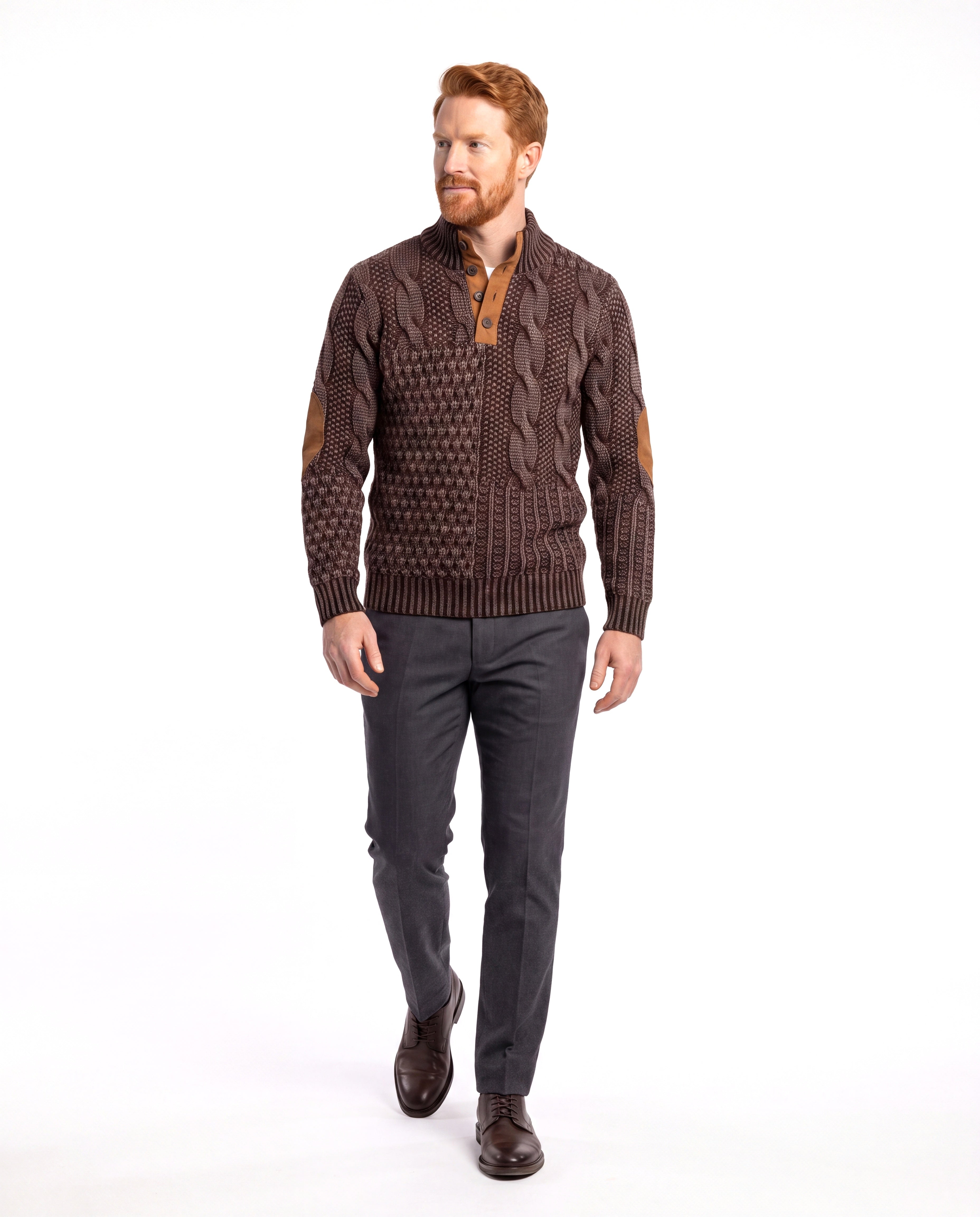Men's Knit Sweater with Contrasting Trim