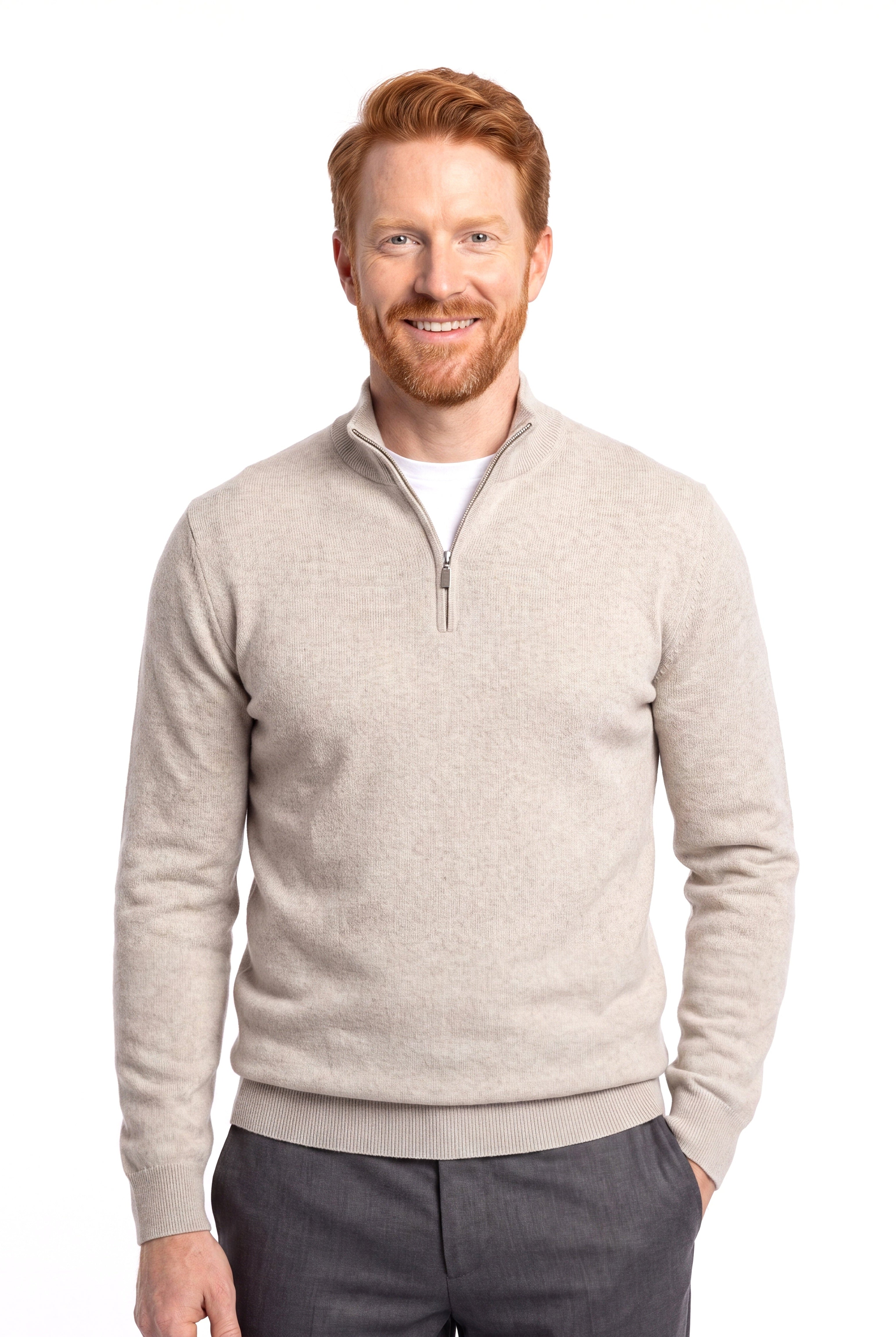 Men's Fine-Knit Sweater with Half-Zip