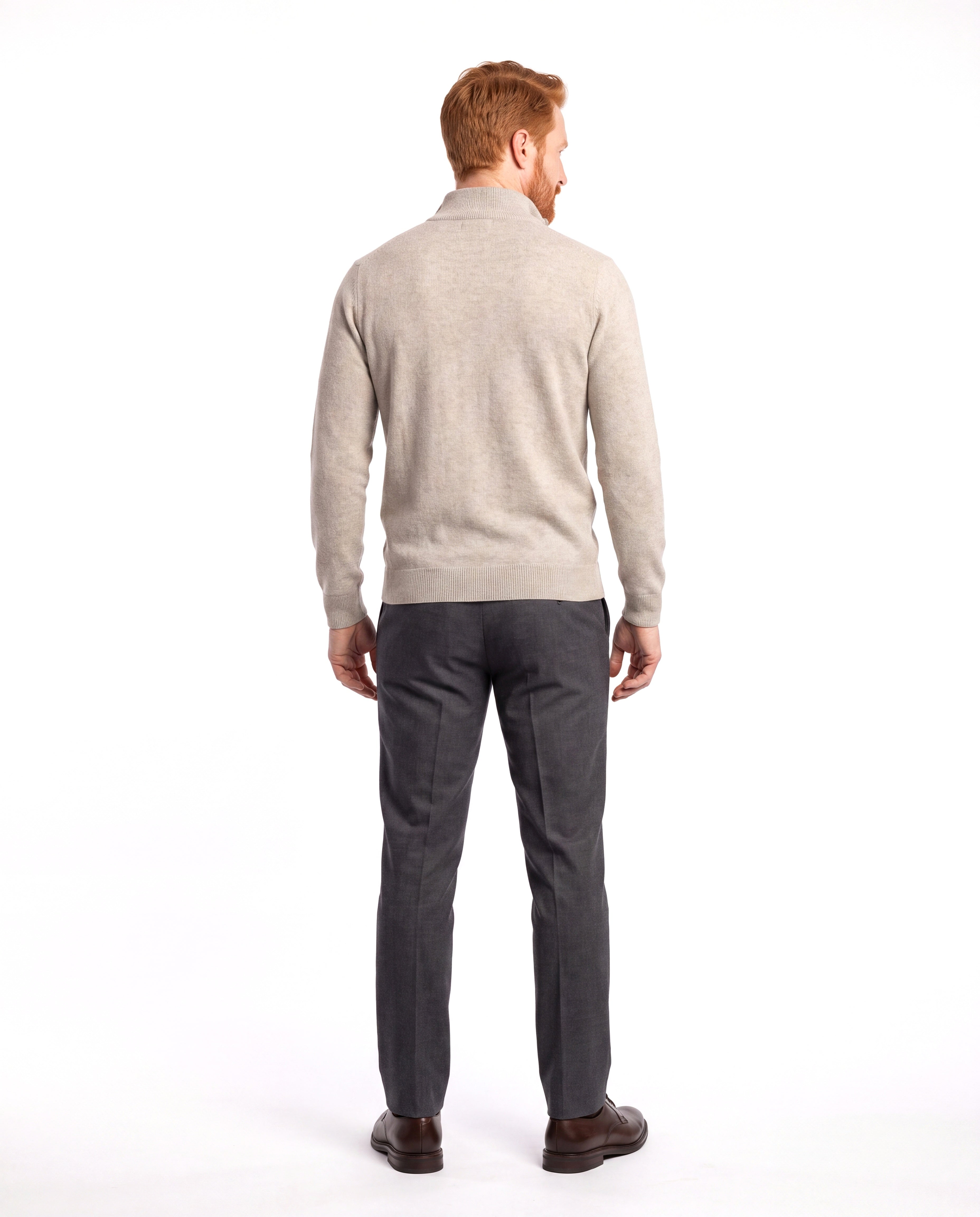 Men's Fine-Knit Sweater with Half-Zip
