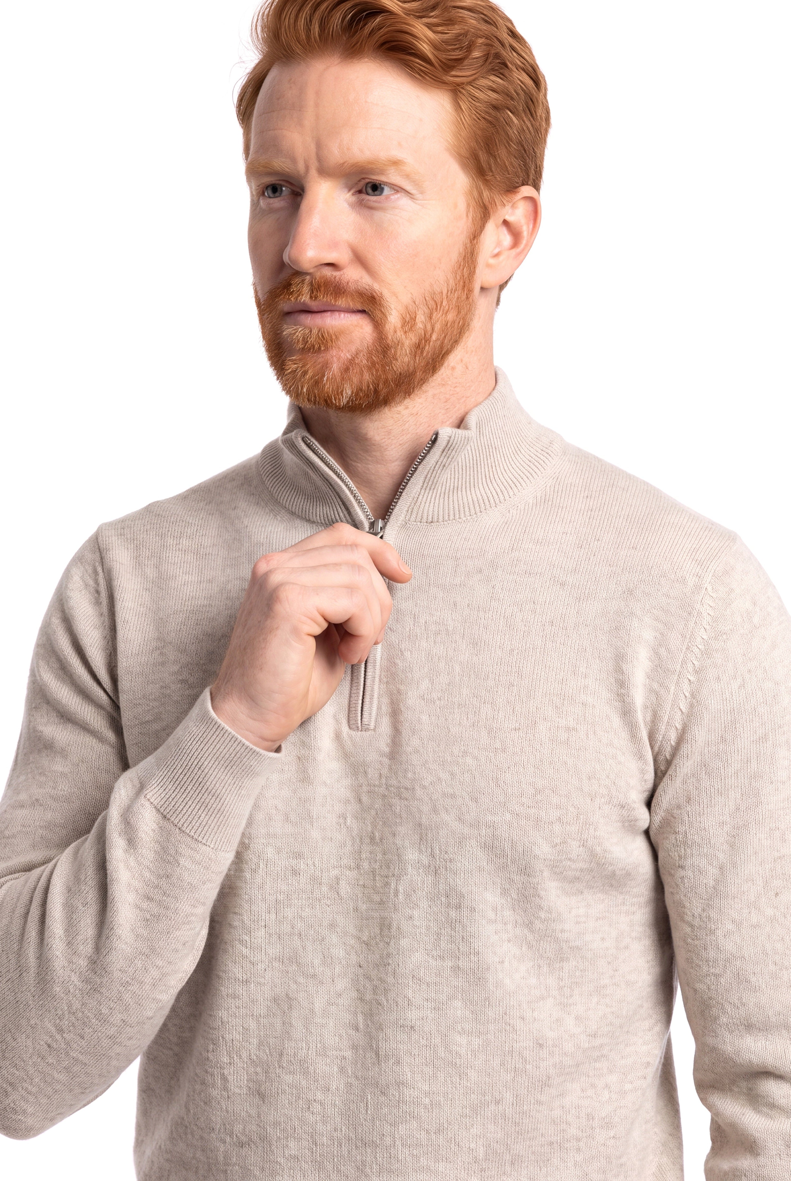 Men's Fine-Knit Sweater with Half-Zip
