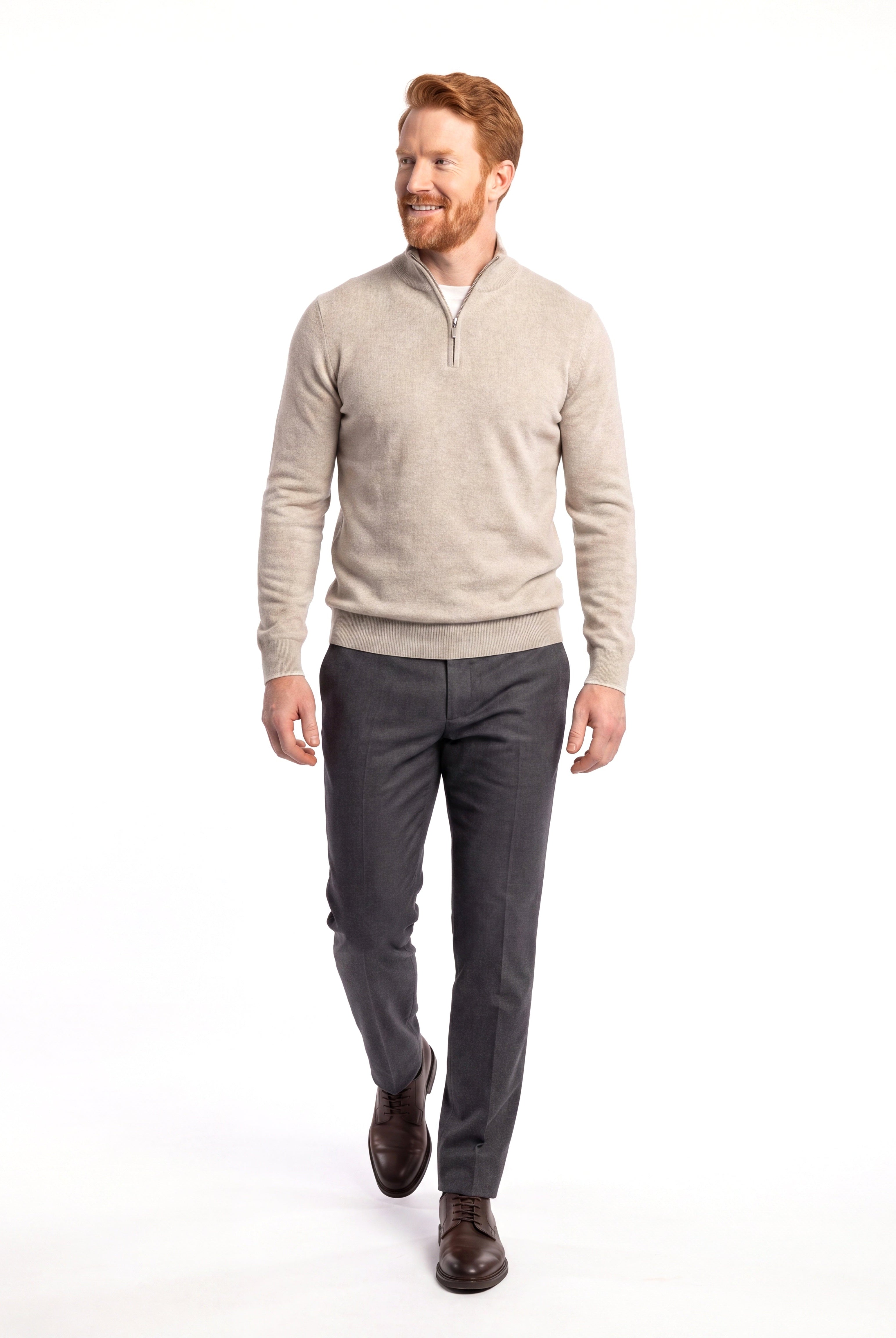 Men's Fine-Knit Sweater with Half-Zip