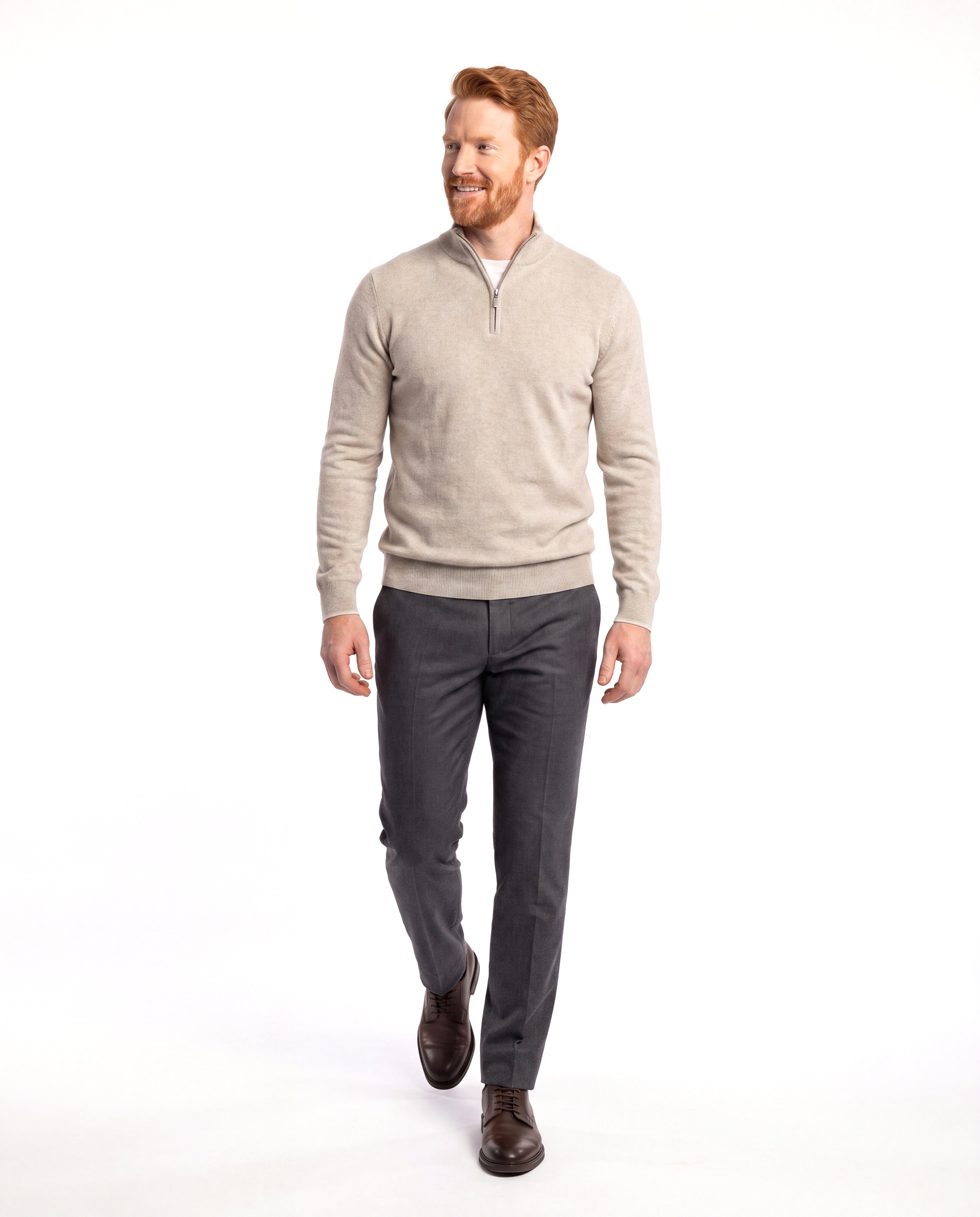 Men's Fine-Knit Sweater with Half-Zip