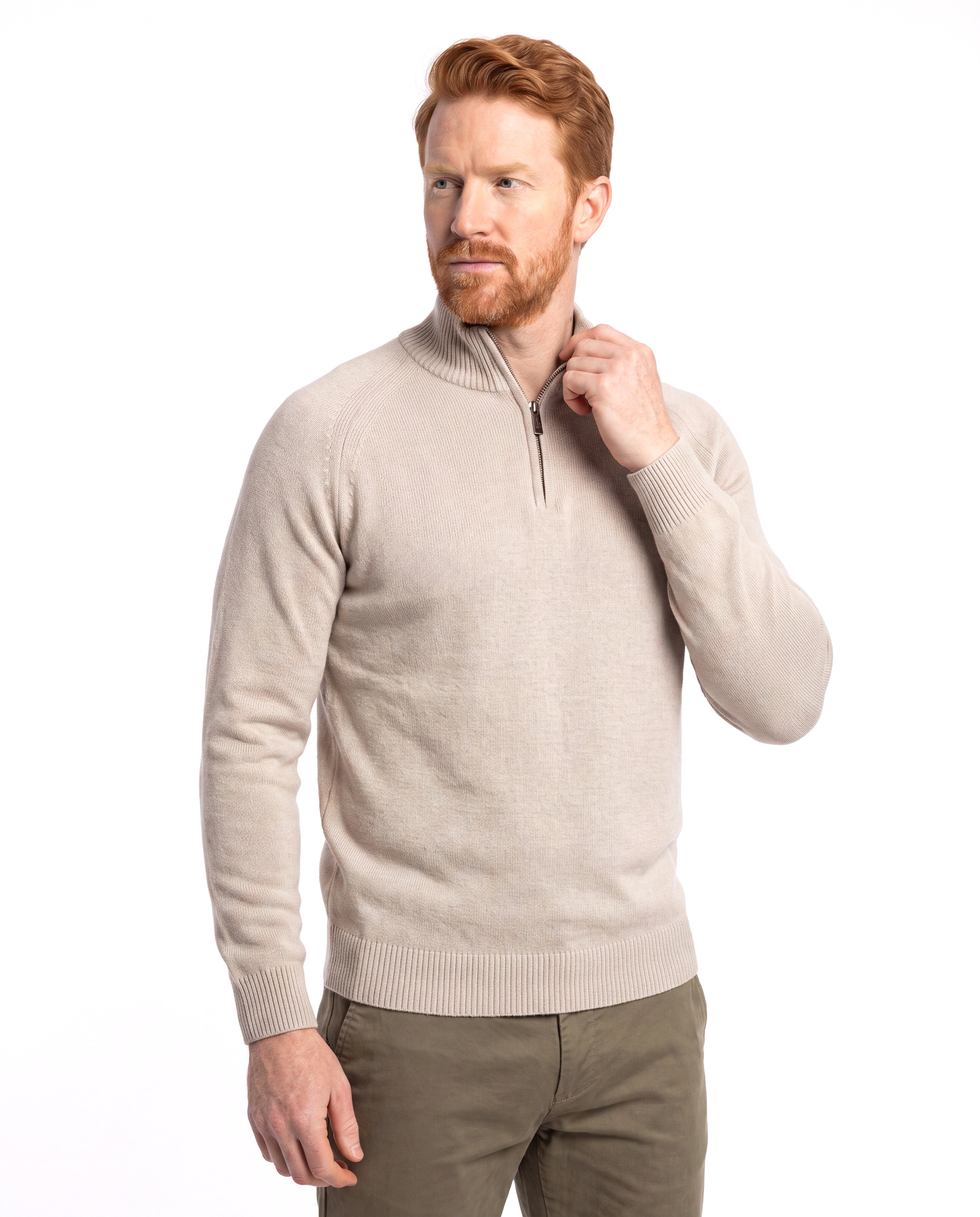 Men's Fine-Knit Sweater with Half Zip