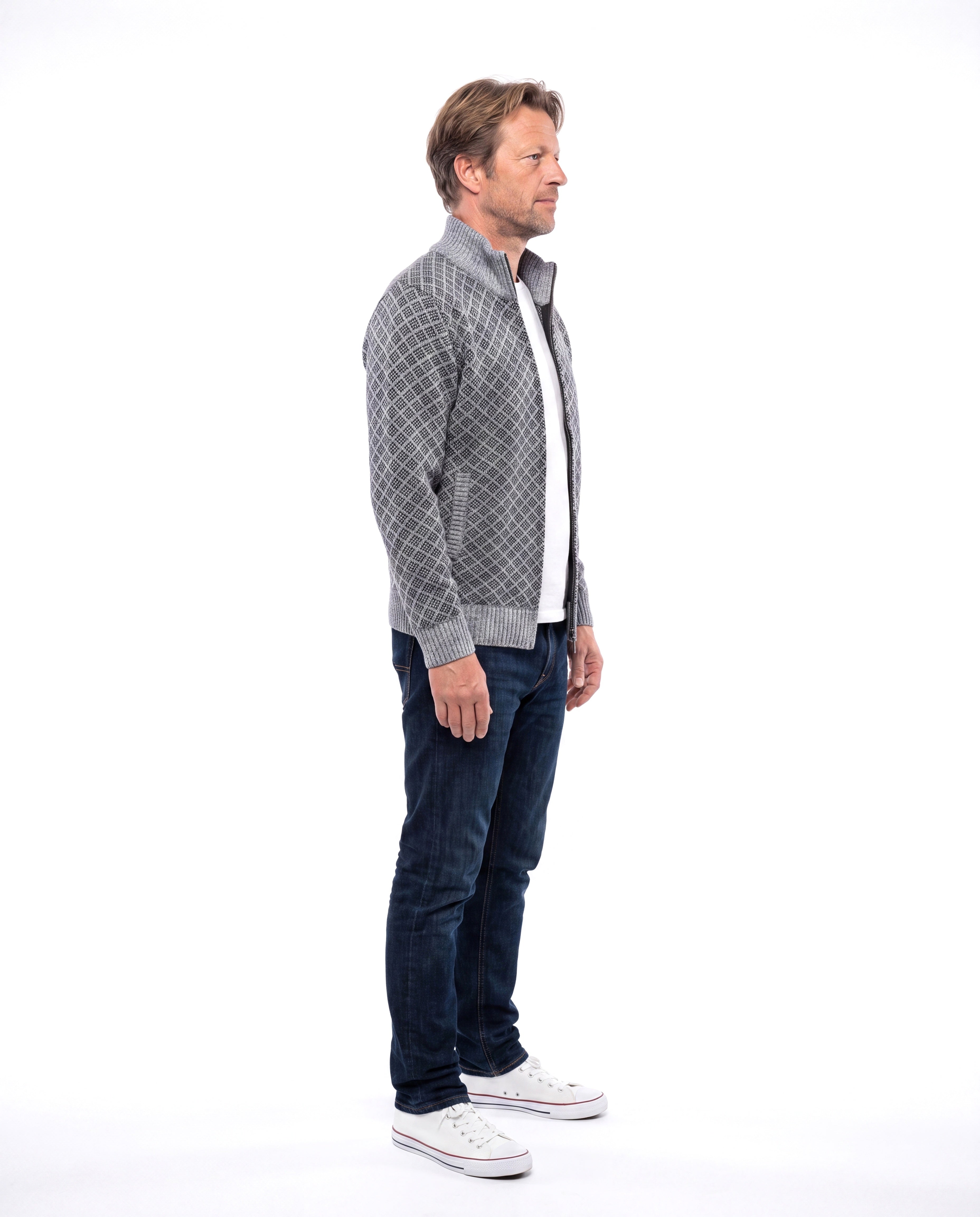 Men's Knit Vest with Collar Closure