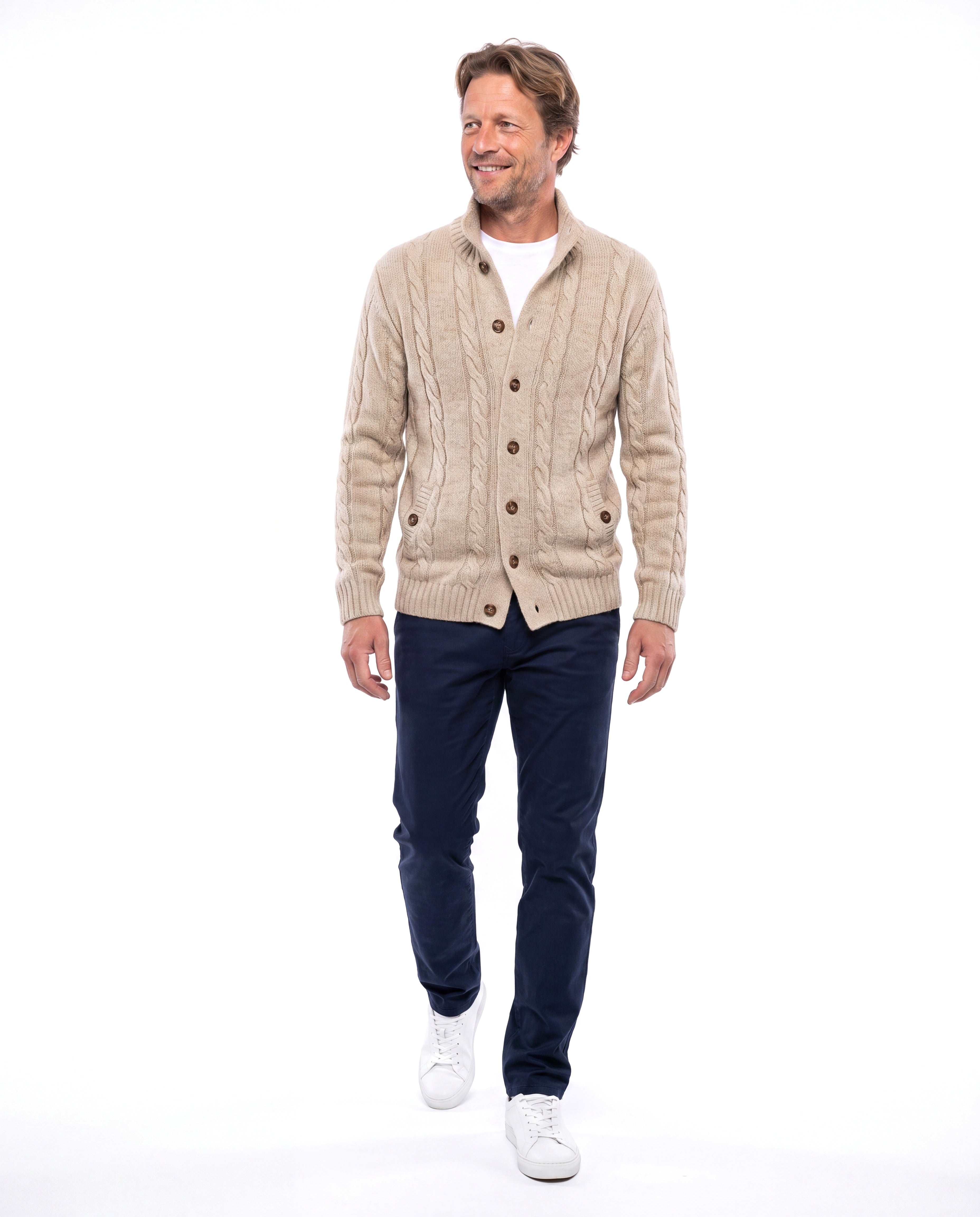 Men's Cotton Cardigan with Subtle Texture