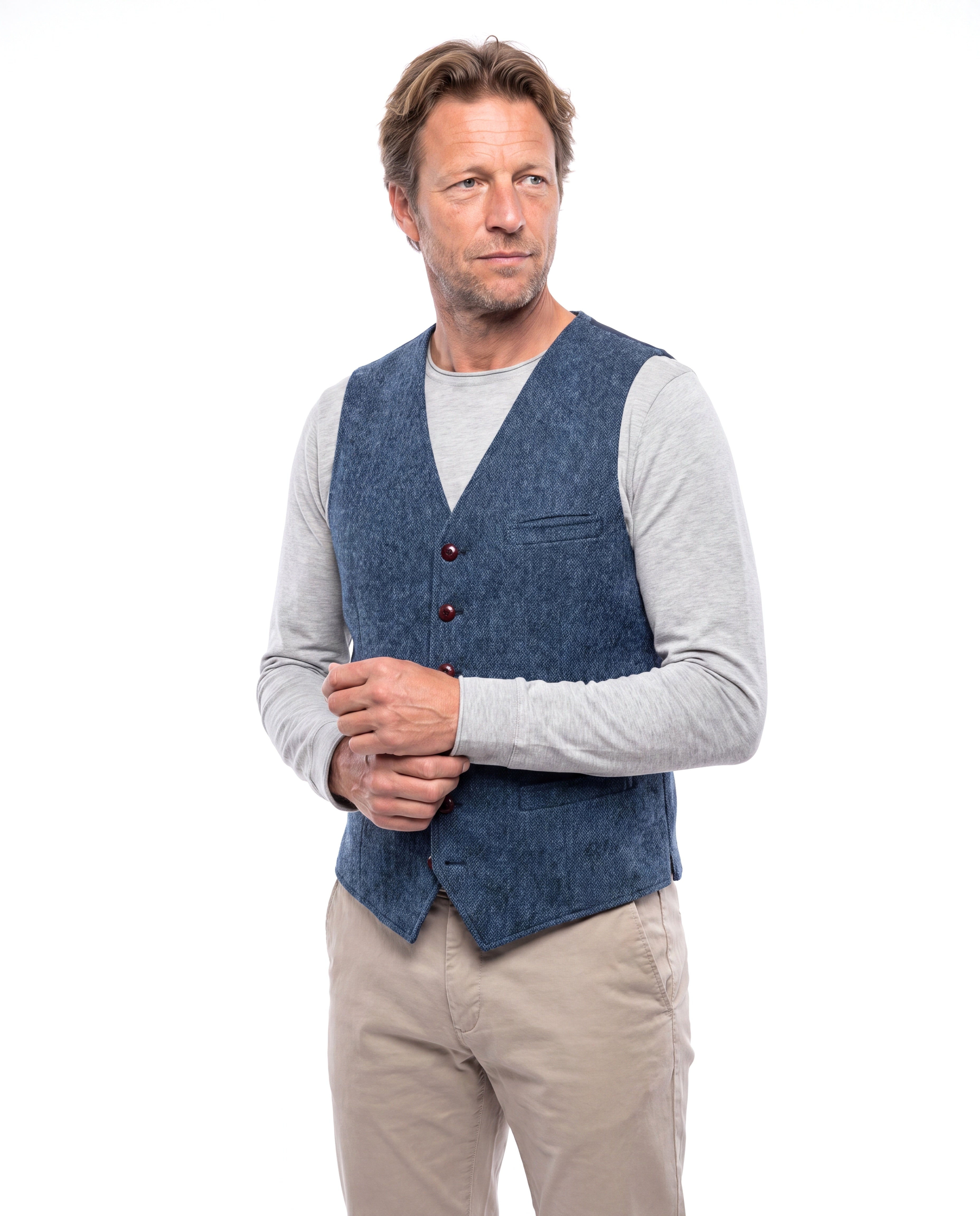 Men's Denim Vest with Button Closure