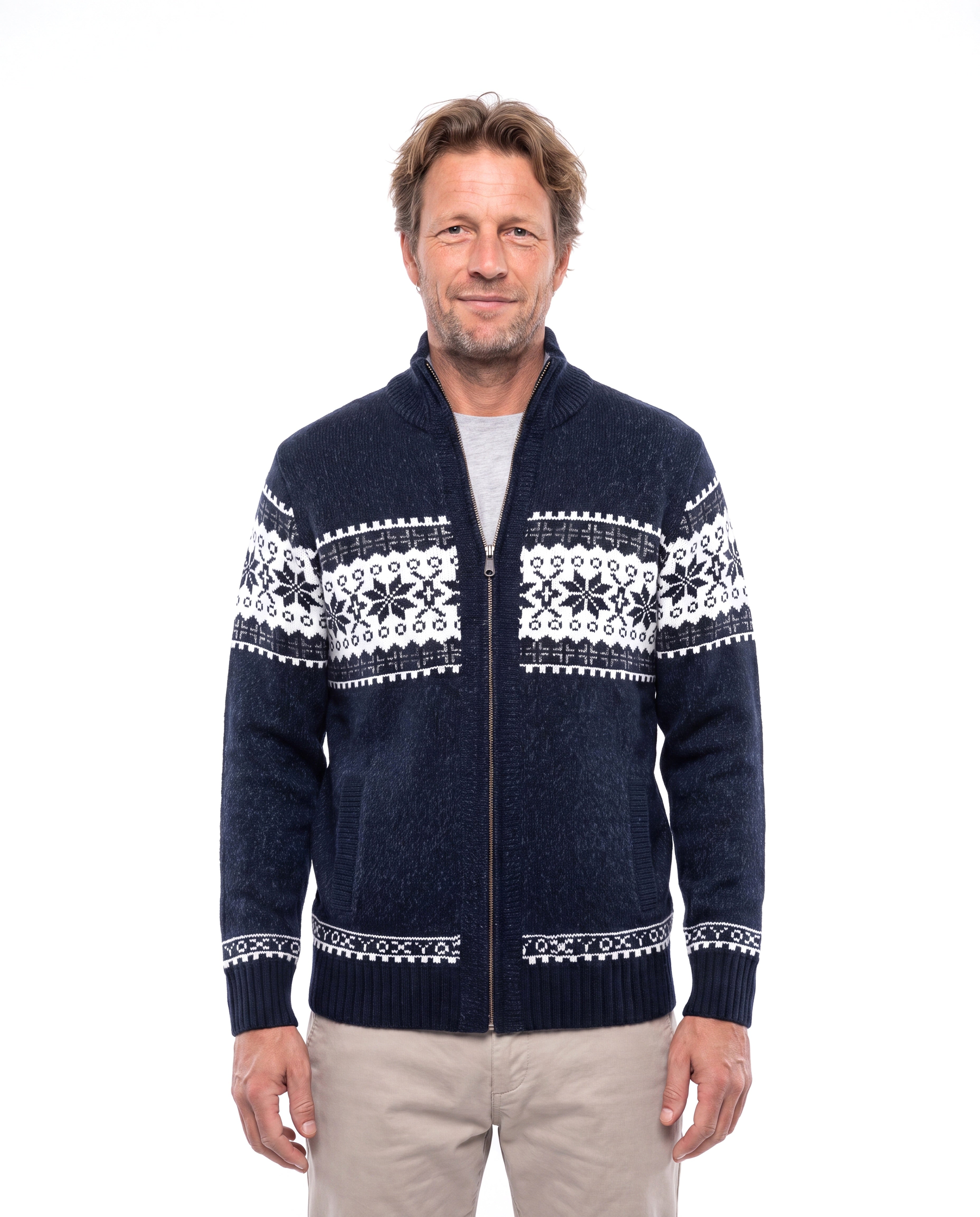 Men's Cotton Cardigan with Collar Detail