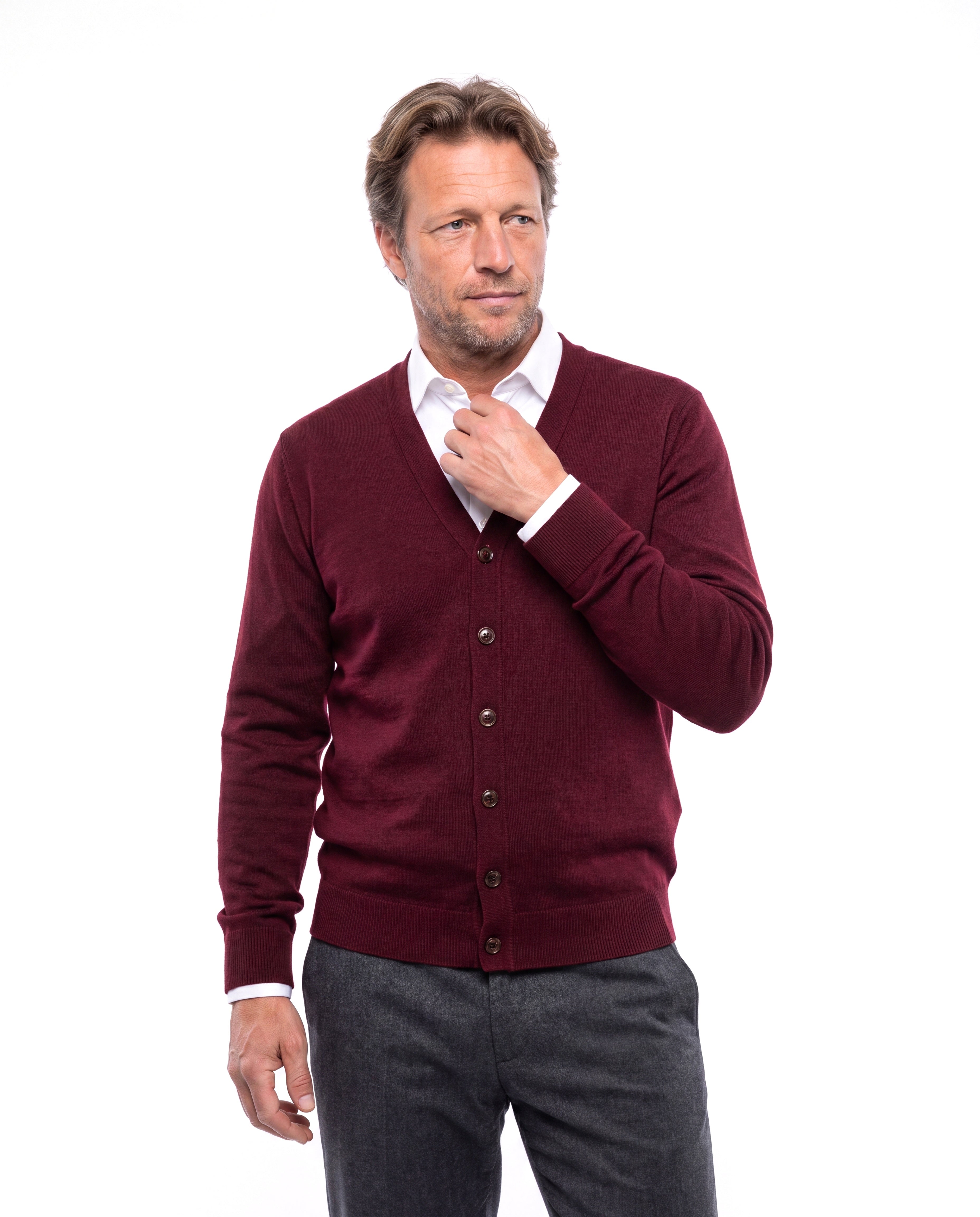 Men's Knitted Cardigan with V-Neck