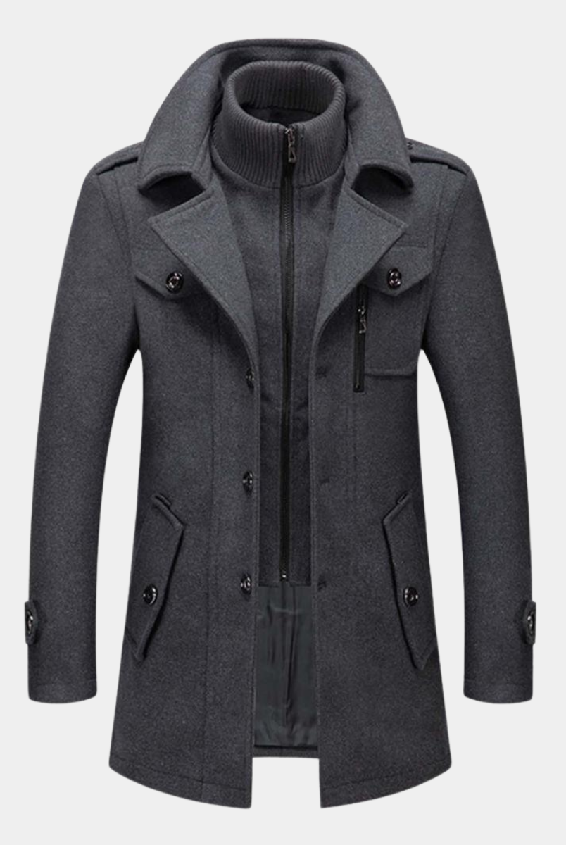Daniel | Refined Wool Layered-Collar Peacoat Jacket - Valereo