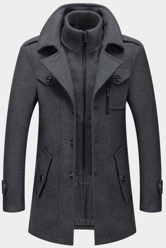 Daniel | Refined Wool Layered-Collar Peacoat Jacket - Valereo