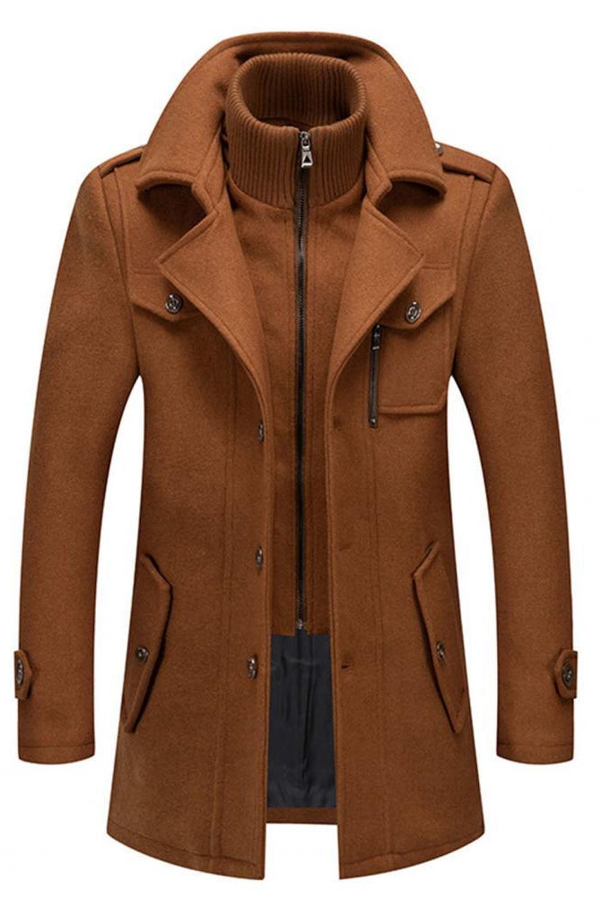 Daniel | Refined Wool Layered-Collar Peacoat Jacket - Valereo