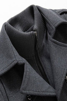 Daniel | Refined Wool Layered-Collar Peacoat Jacket - Valereo